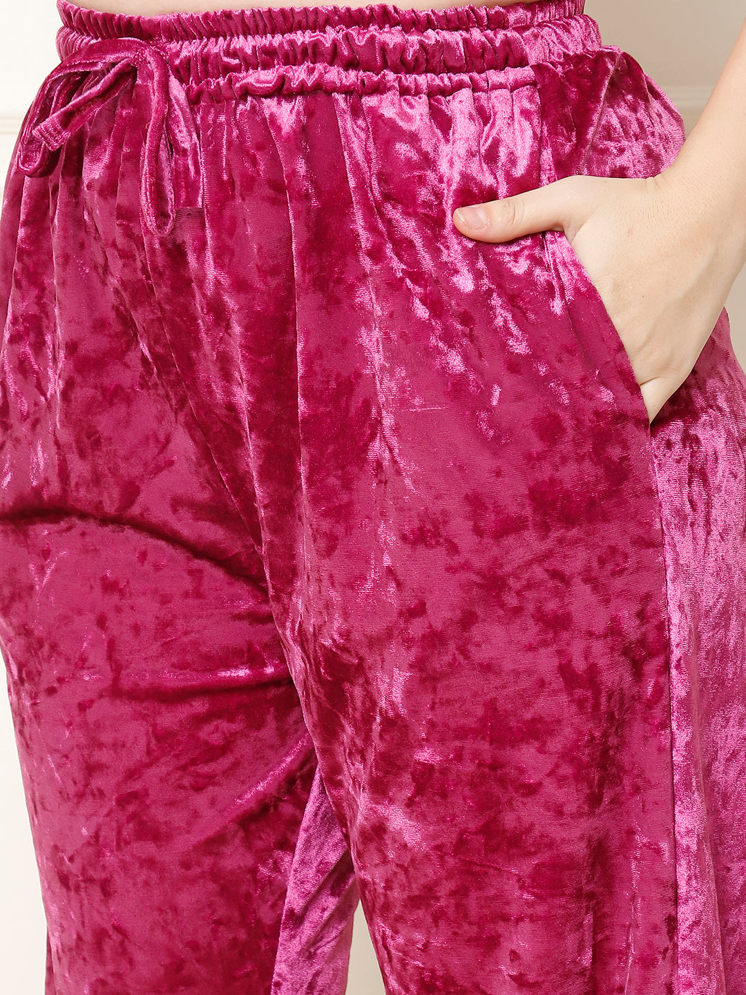 Metallic Pink Ice Velvet Kaftan Lounge Set