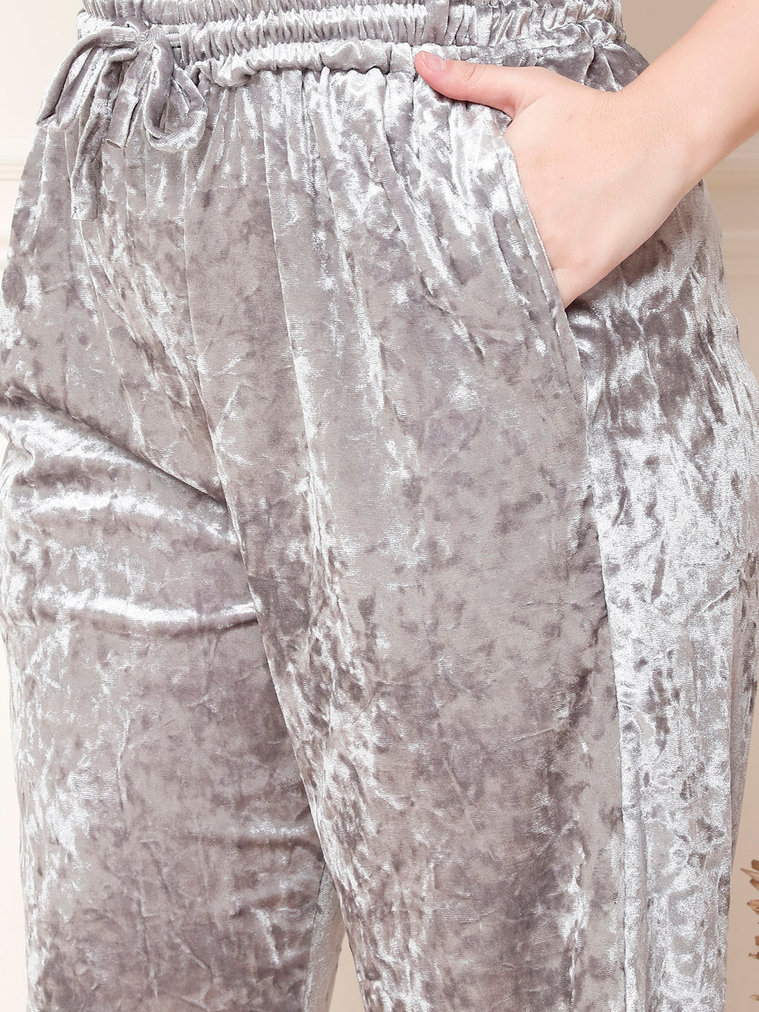 Silver Ice Velvet Kaftan Lounge Set