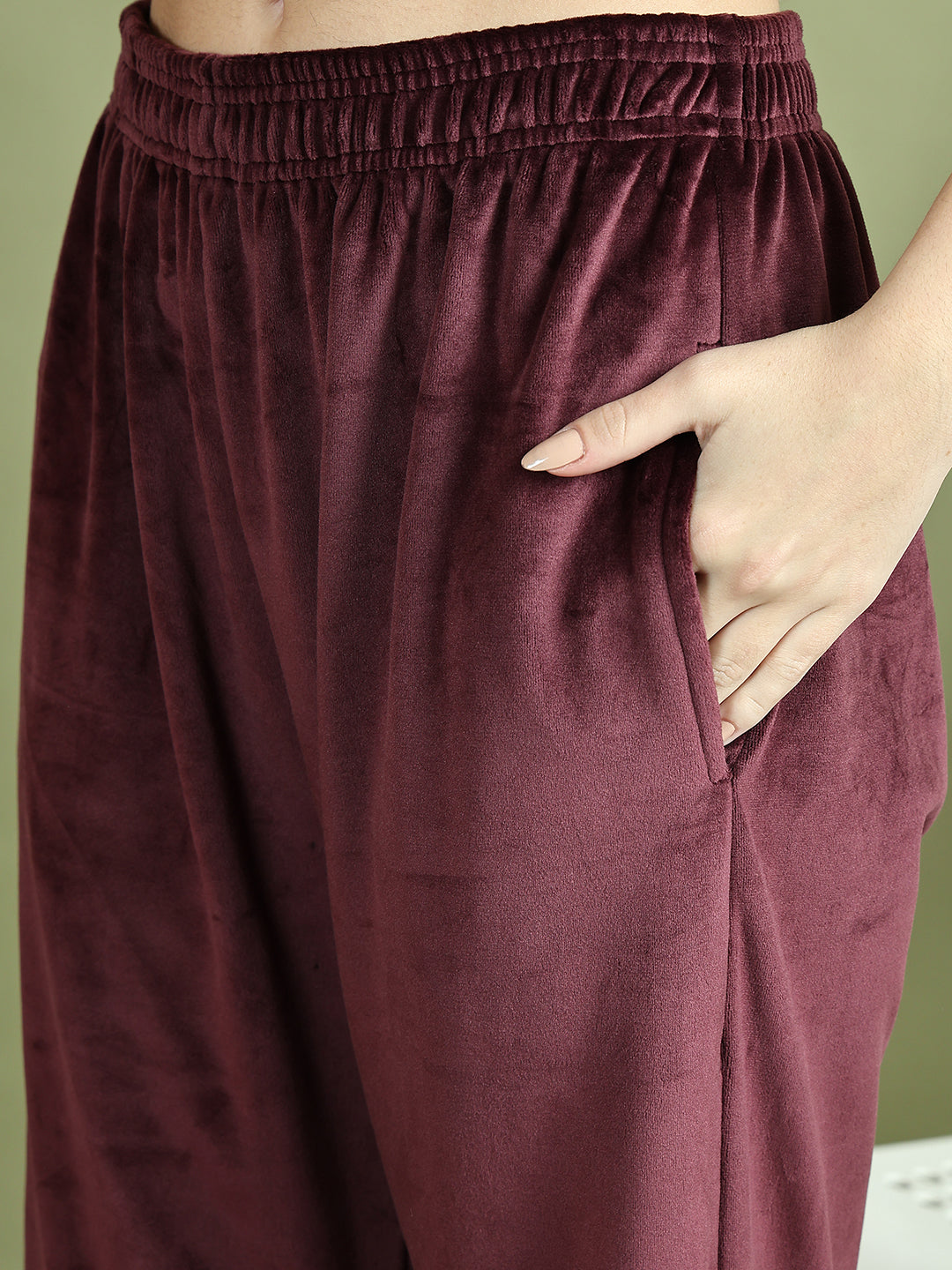 Wine Embroidery Velvet Lounge Set