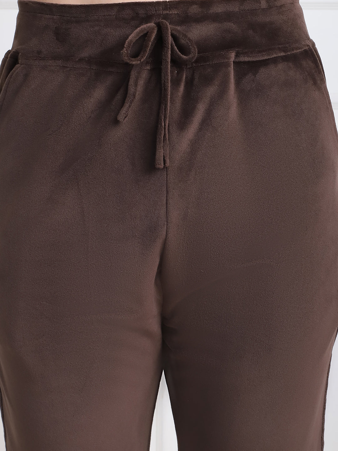 Brown Velvet Hoodie Lounge Set