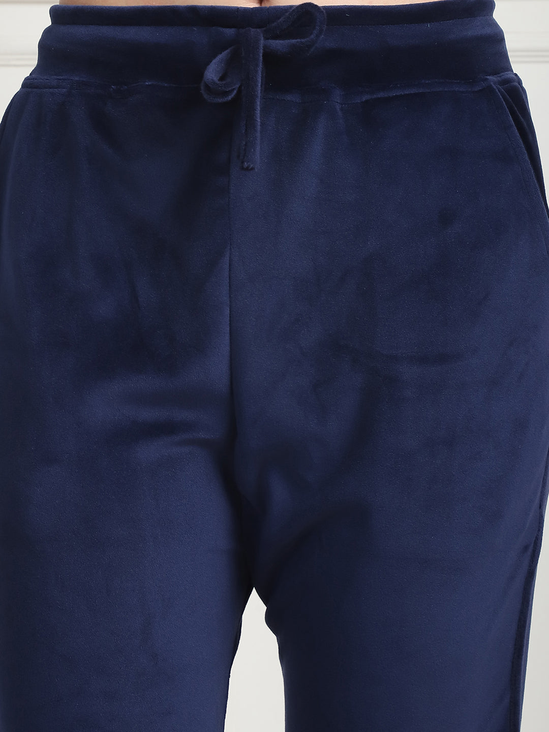 Navy Blue Velvet Hoodie Lounge Set