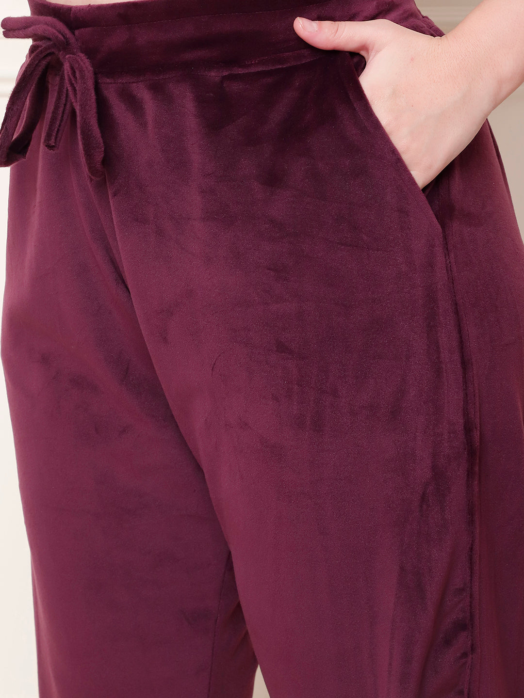 Wine Velvet Zip Lounge Set