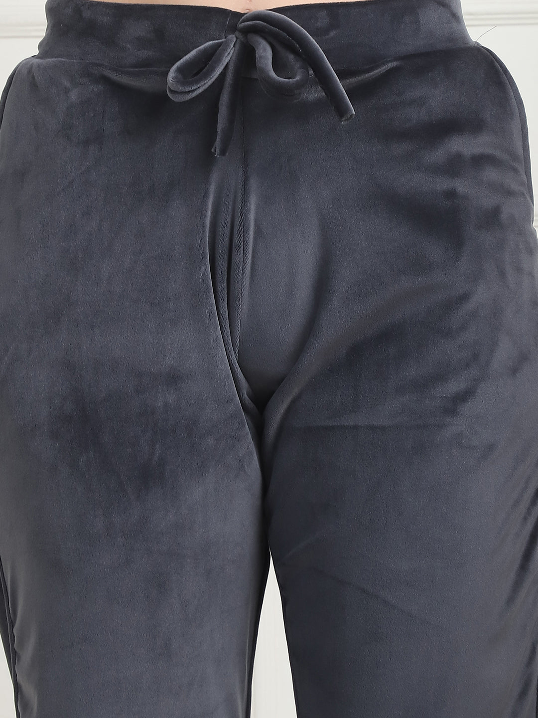 Dark Grey Velvet Zip Lounge Set