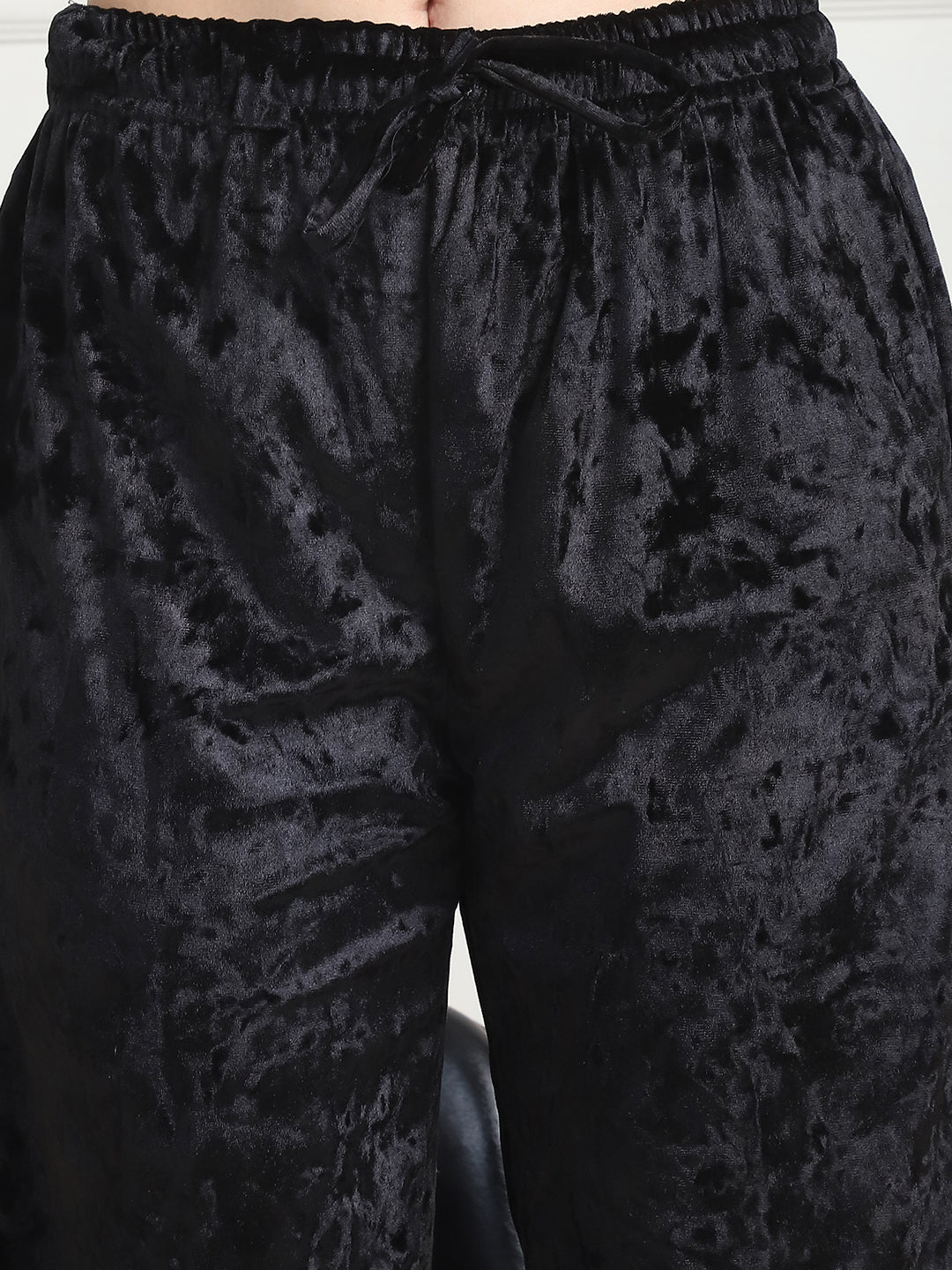 Metallic Black Ice Velvet Kaftan Lounge Set