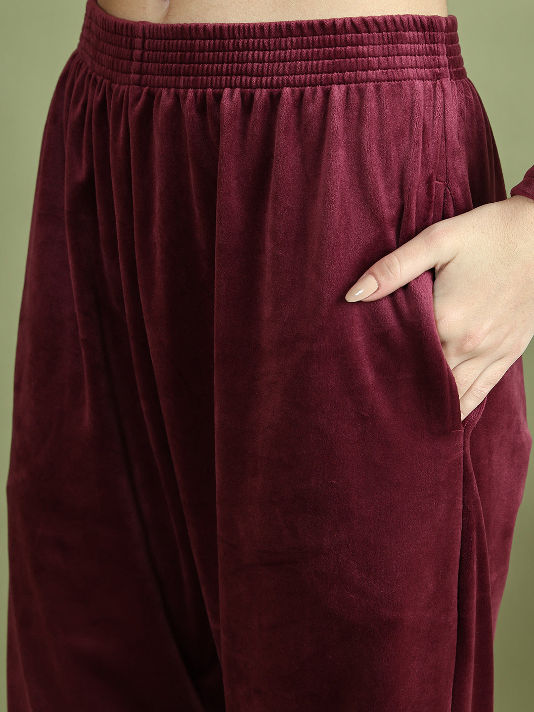 Wine Embroidery Velvet Lounge Set