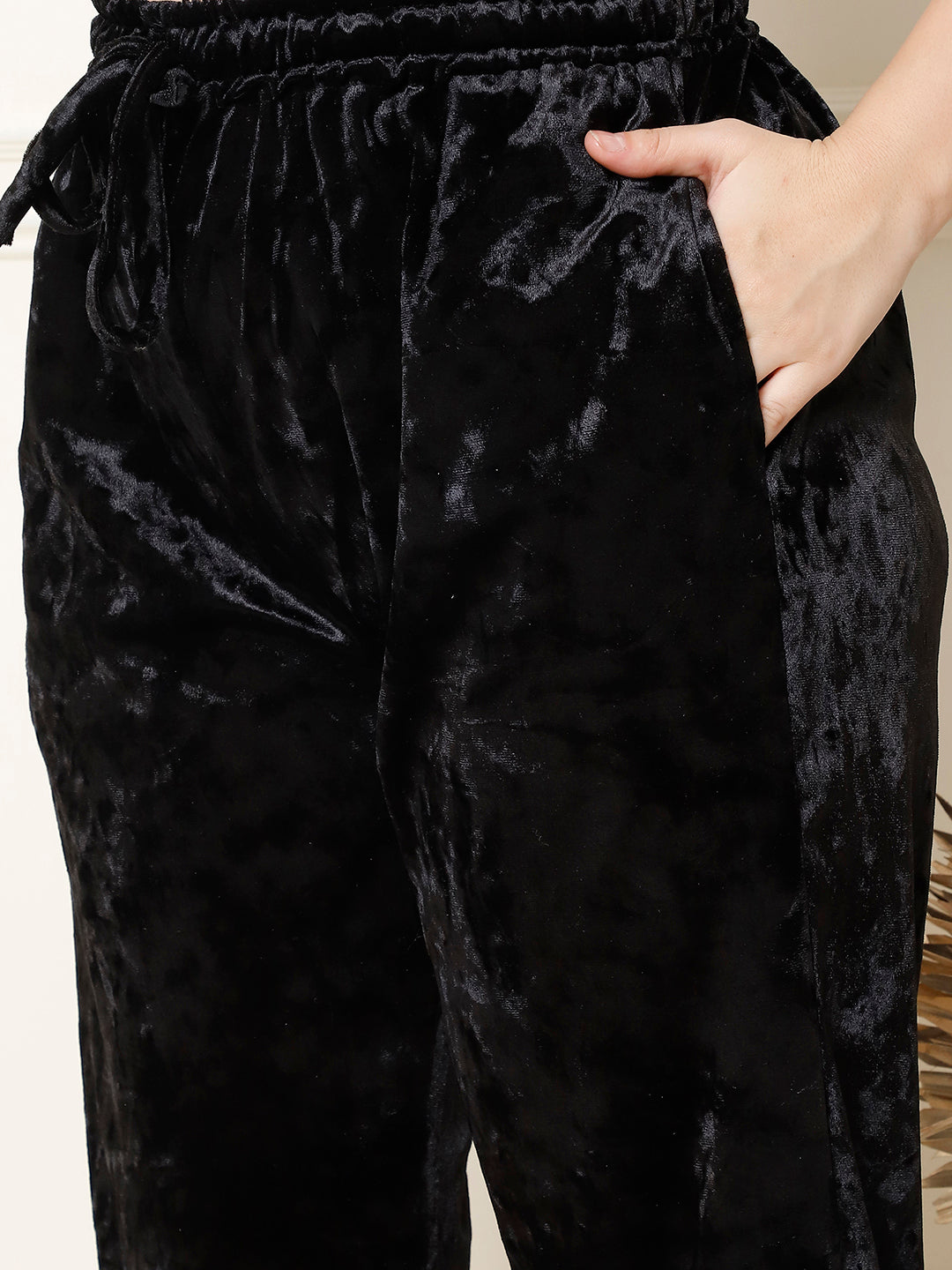 Metallic Black Ice Velvet Kaftan Lounge Set