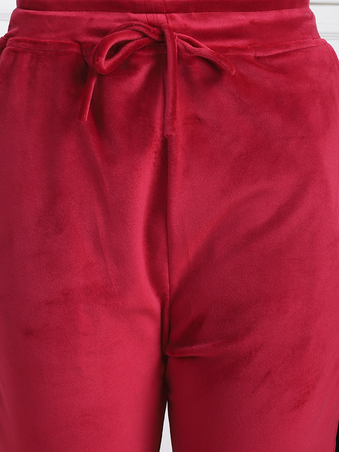 Maroon Velvet Hoodie Lounge Set