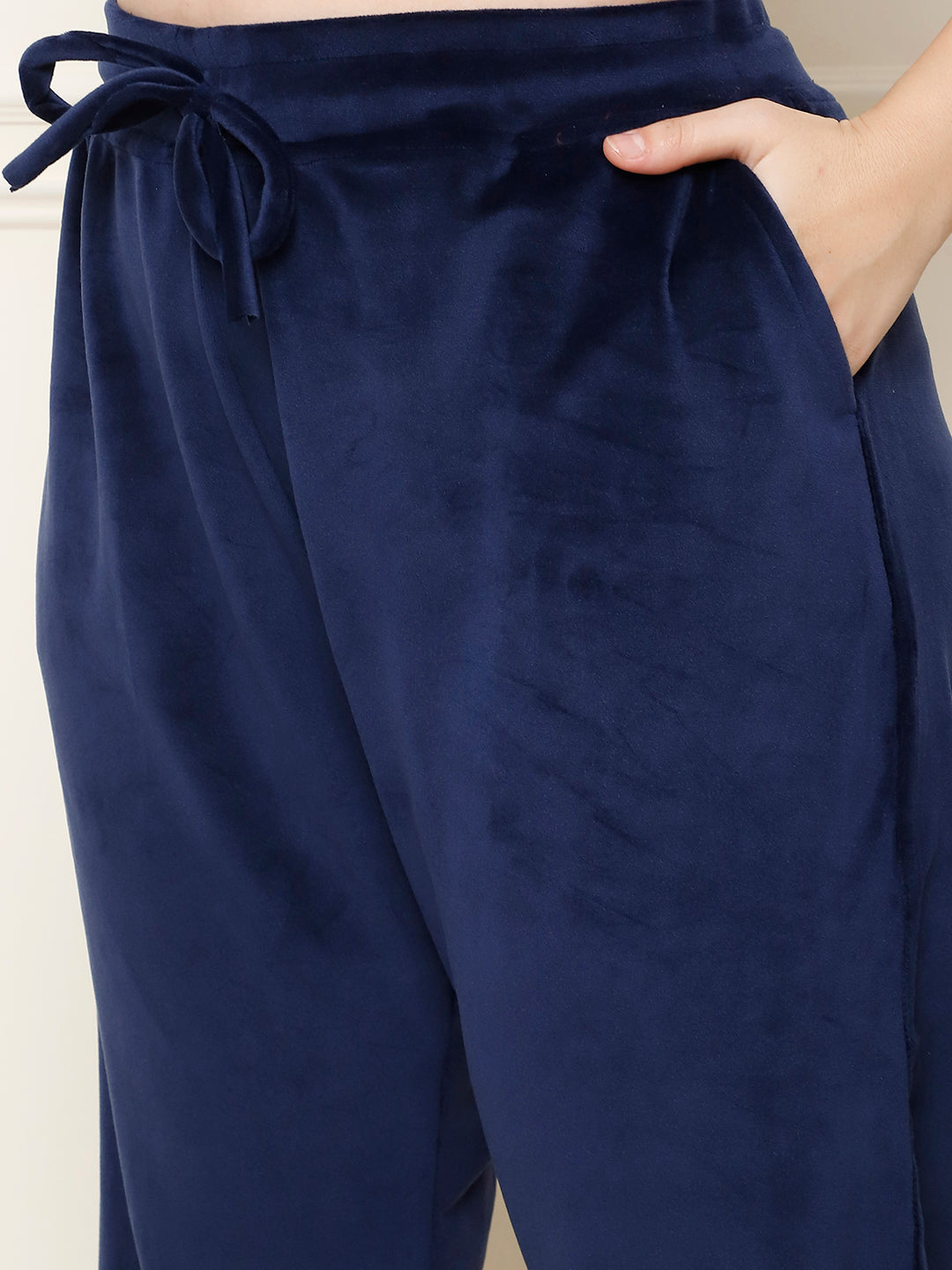 Navy Blue Velvet Zip Lounge Set