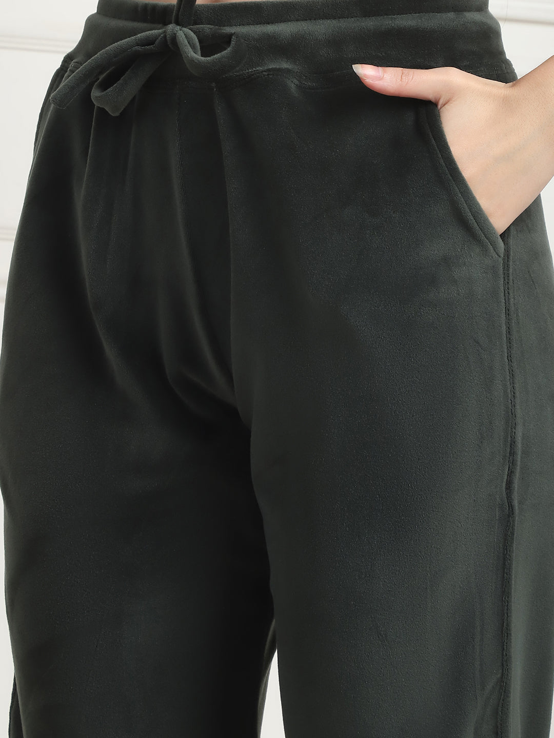 Olive Velvet Hoodie Lounge Set