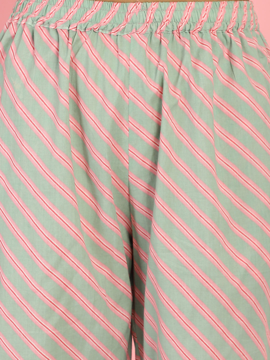 Pink And Green Leheriya Co-Ord Set