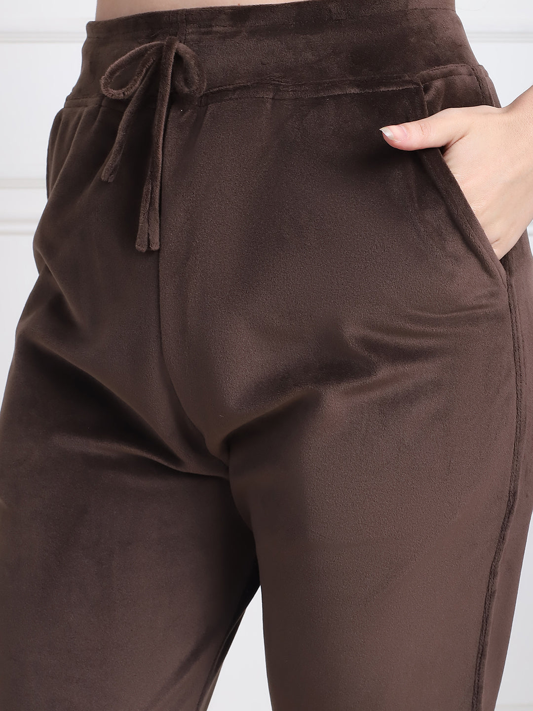 Brown Velvet Hoodie Lounge Set