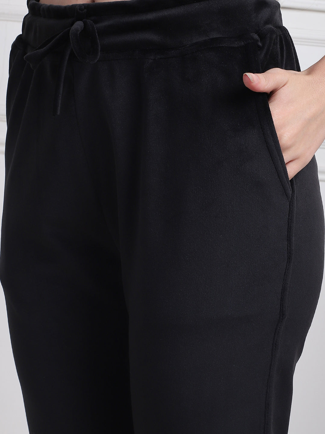 Black Velvet Hoodie Lounge Set