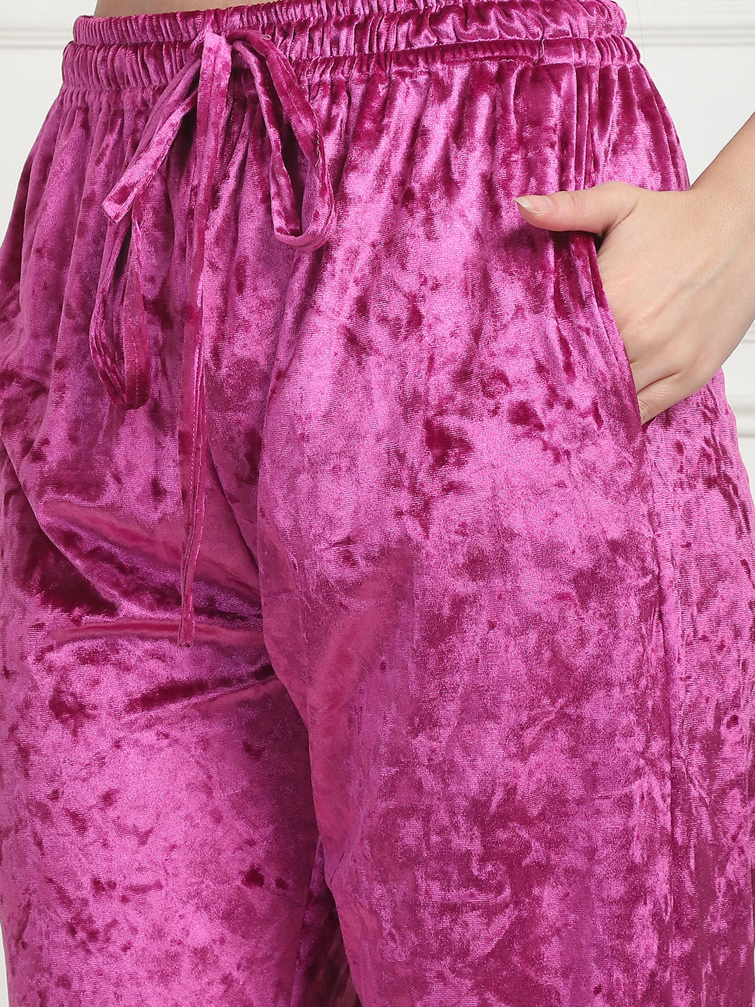 Metallic Pink Ice Velvet Kaftan Lounge Set