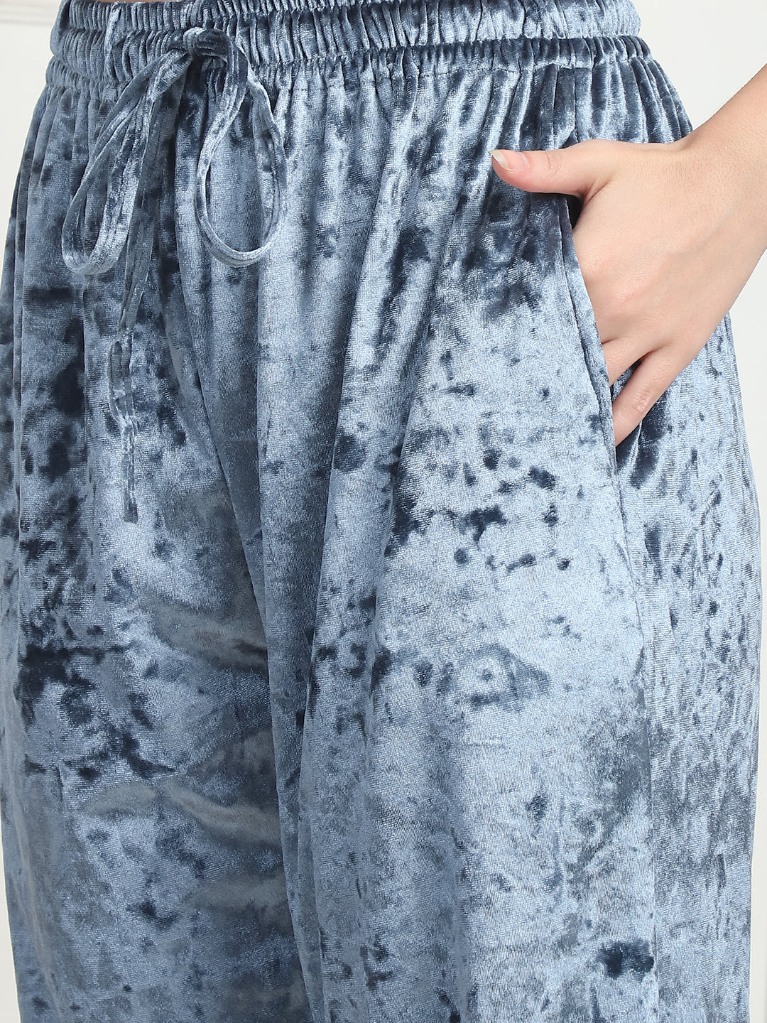 Metallic Blue Ice Velvet Kaftan Lounge Set