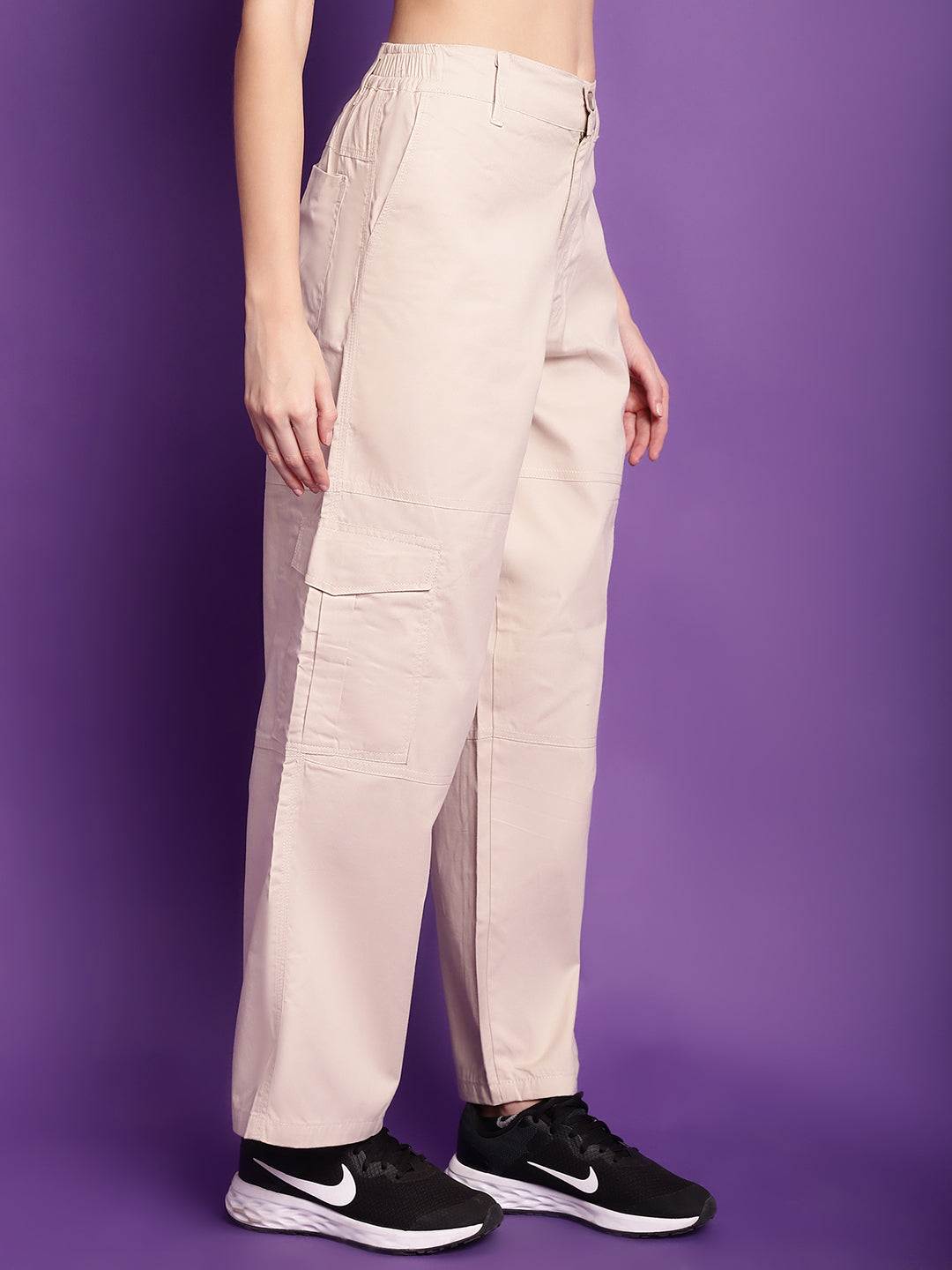 Cream High-Rise Utility Cargos