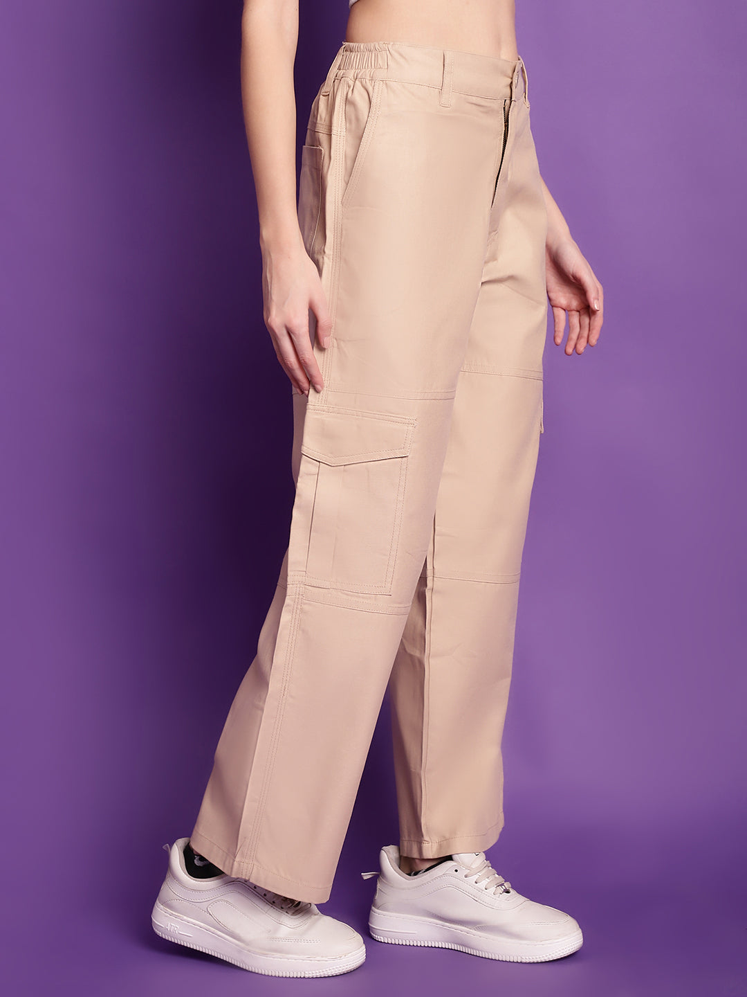 Khaki High-Rise Utility Cargos