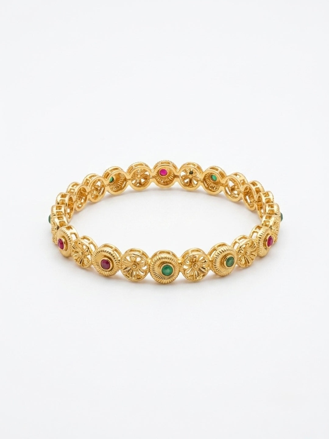 Ananya Gold-Plated AD & Cubic Zirconia Stone-Studded Premium Bangles- Set of 3