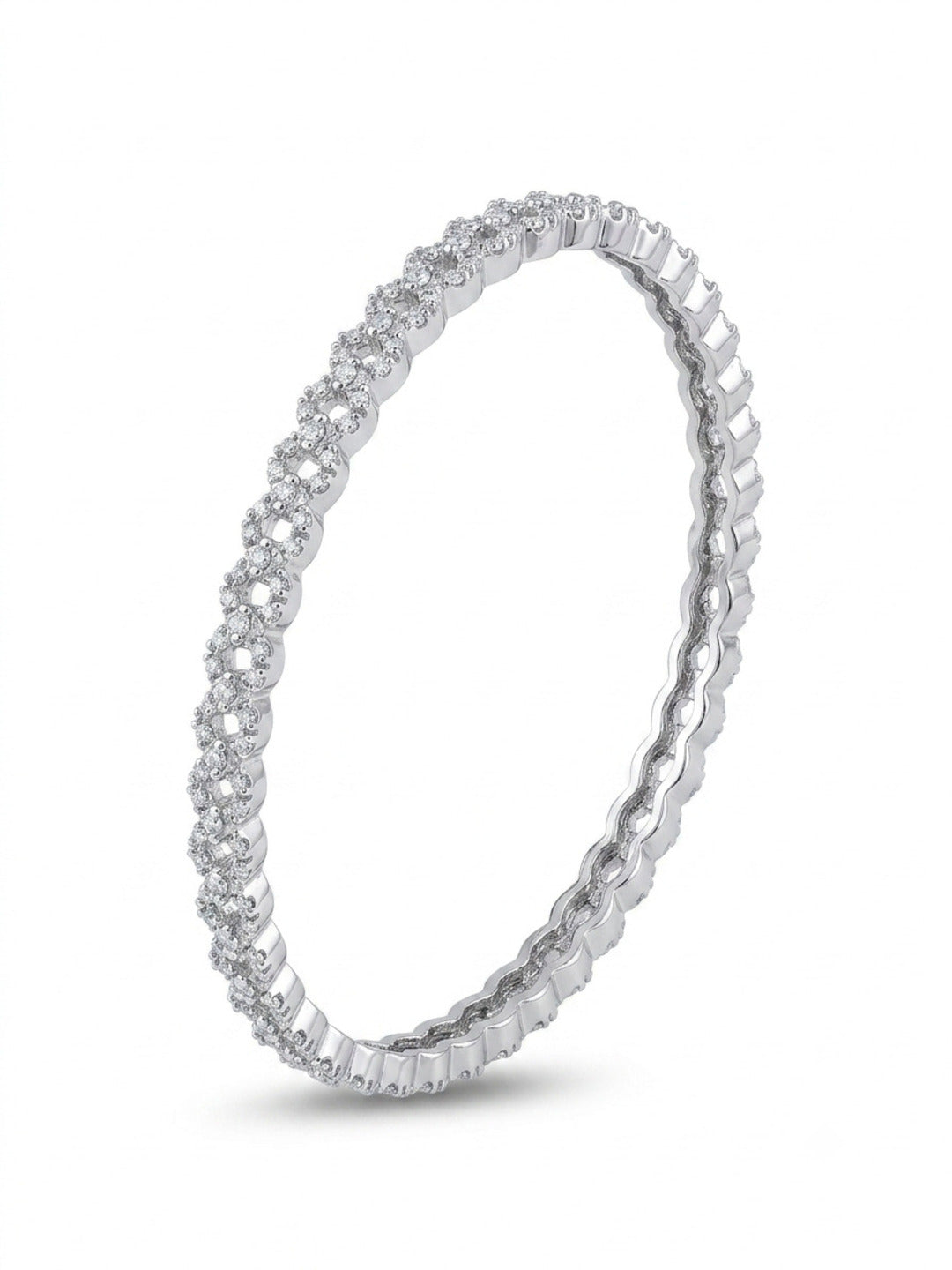 Revaa Silver-Plated AD & Cubic Zirconia Stone-Studded Premium Bangles- Set of 4