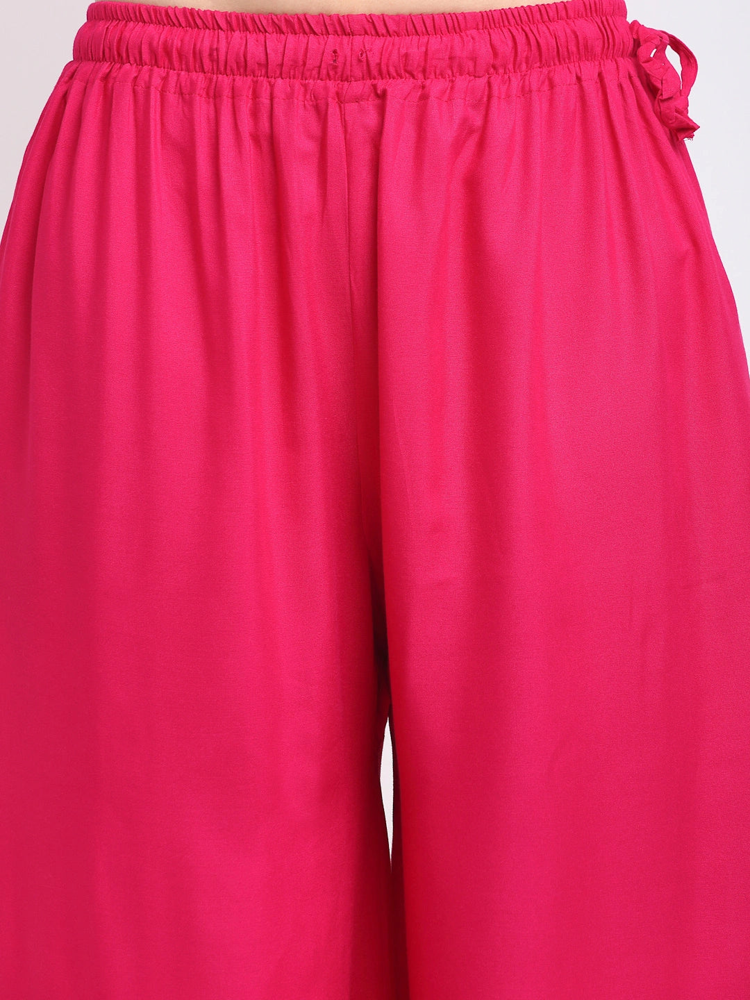 Hot Pink Solid Rayon Pocket Palazzo