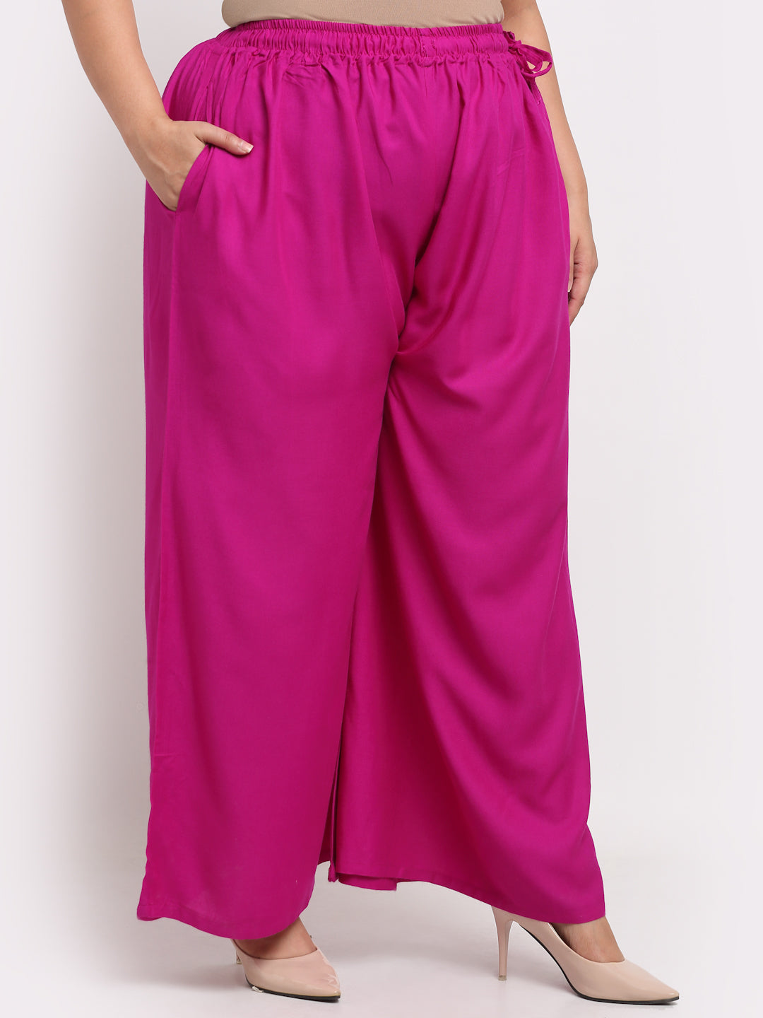 Magenta Pink Rayon Pocket Plus Palazzo