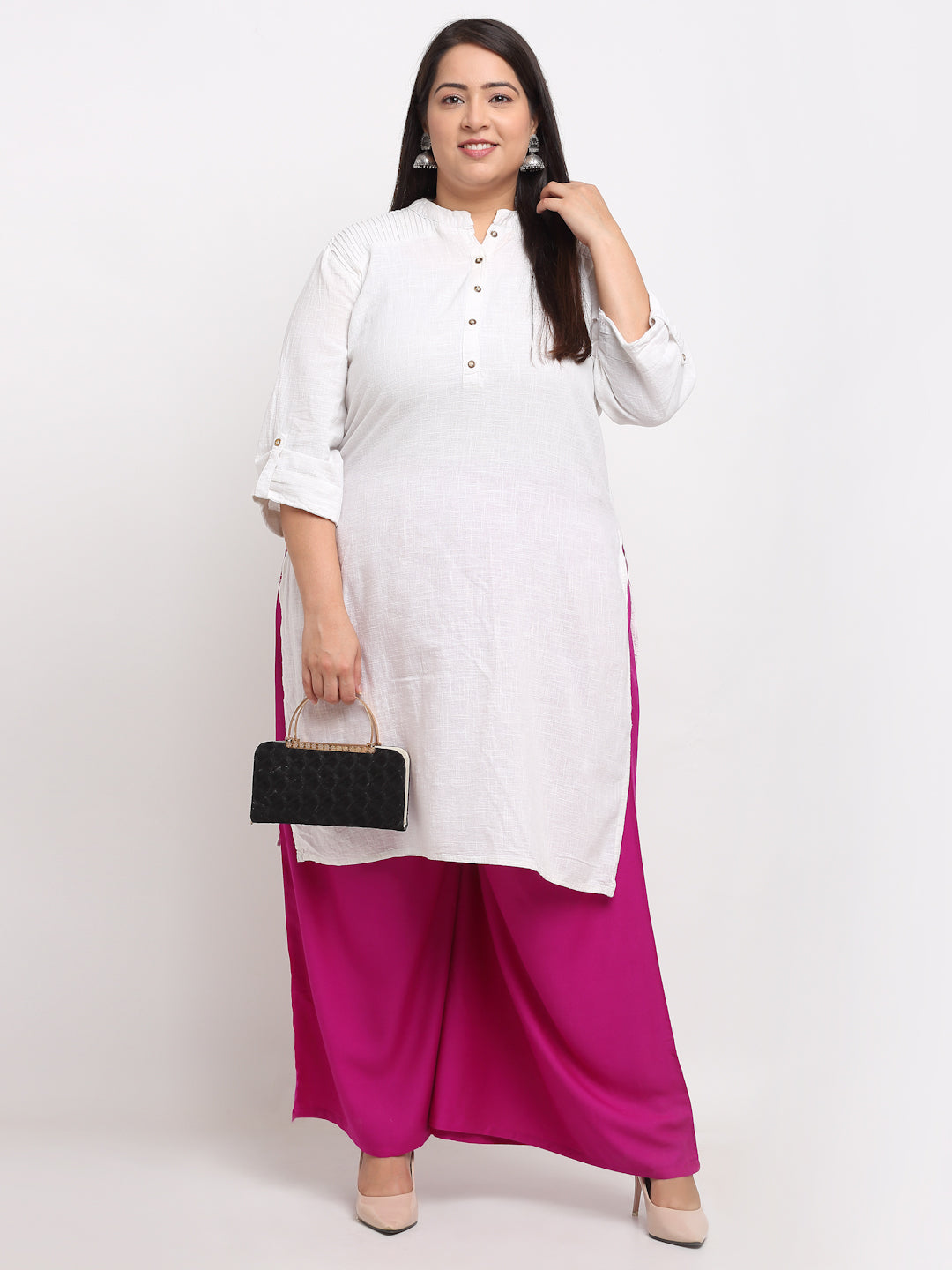Magenta Pink Rayon Pocket Plus Palazzo