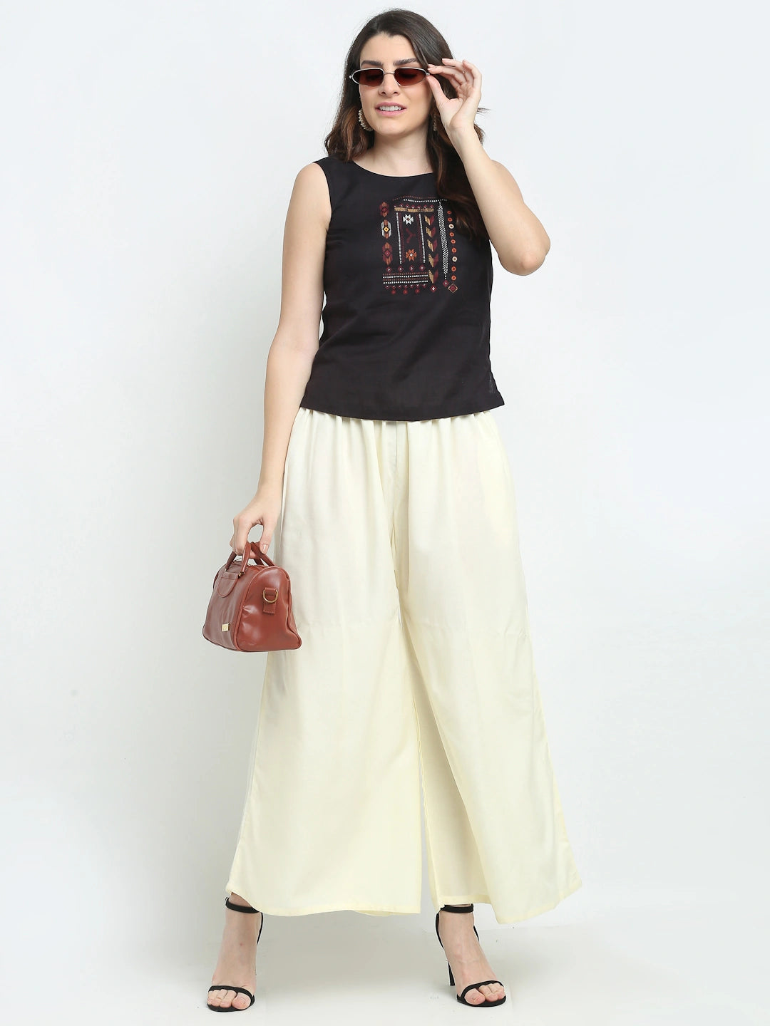 Butter Cream Solid Rayon Pocket Palazzo