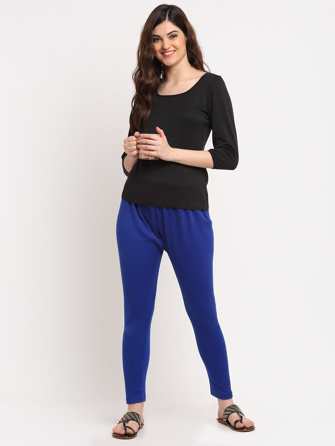Royal Blue Woolen Ankle-Length Legging