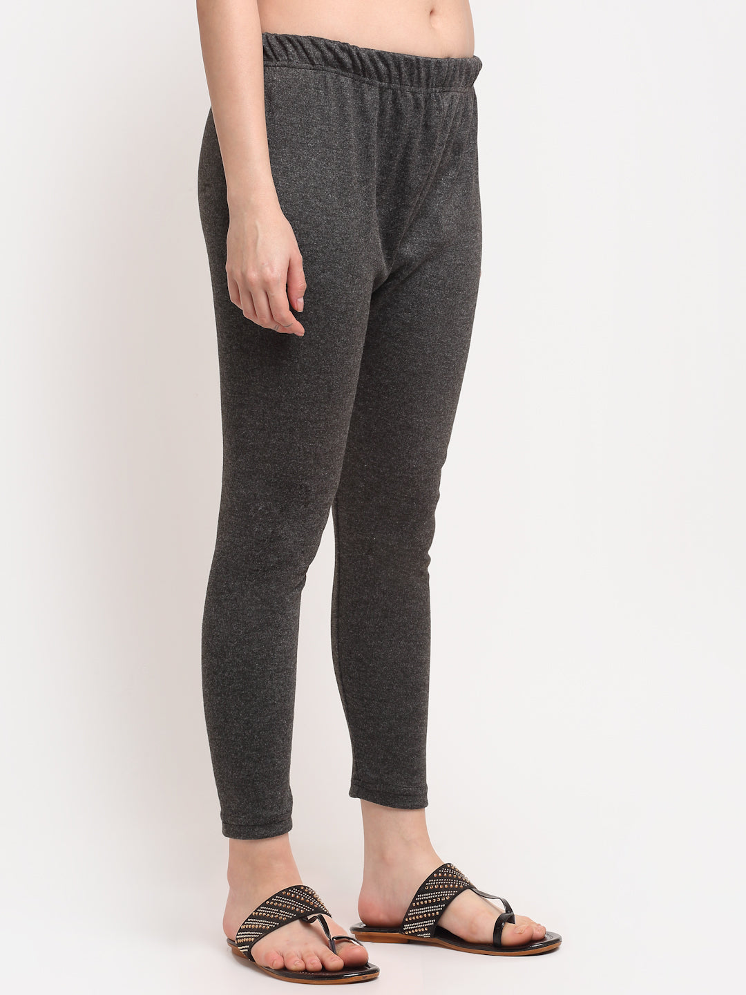 Dark Grey Woolen Ankle-Length Legging