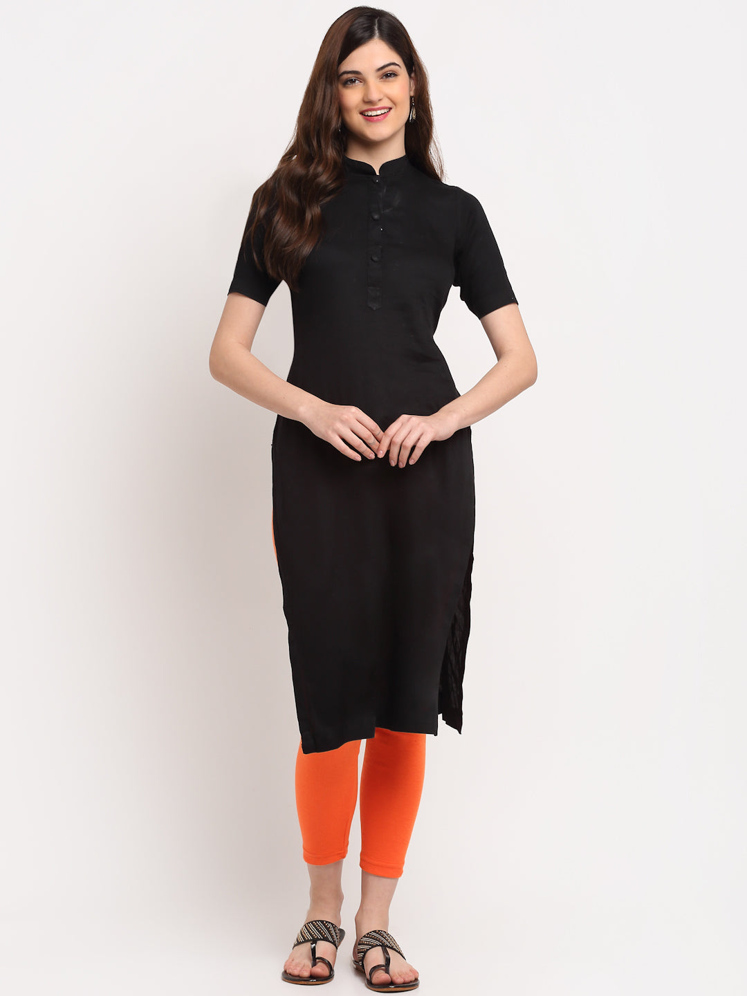 Orange Woolen Ankle-Length Legging