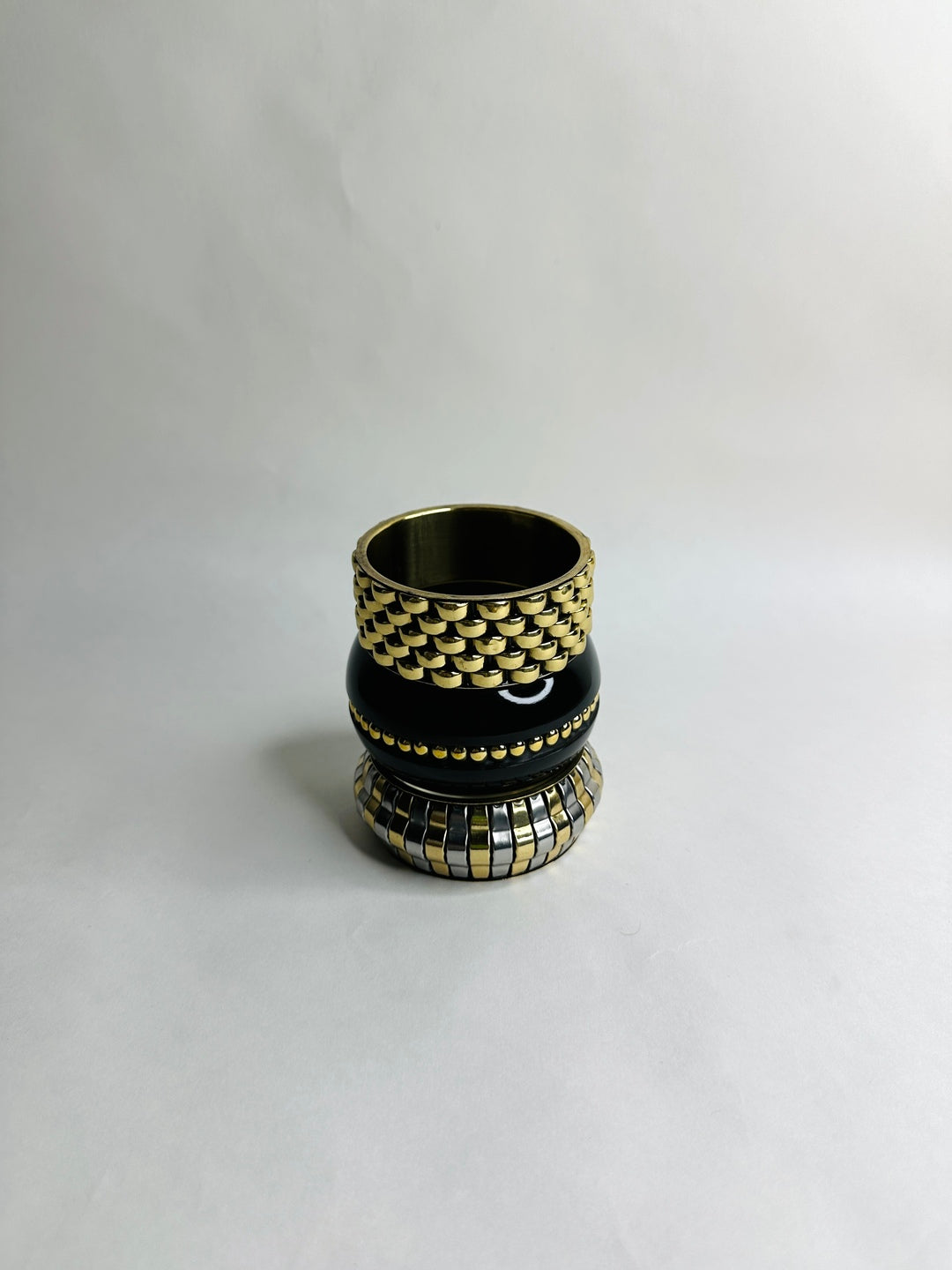 Metallic Muse Resin & Brass Bangles-Set of 3