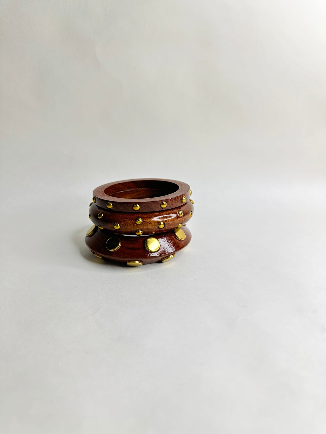 Brass & Bark Wooden Bangles-Set of 3