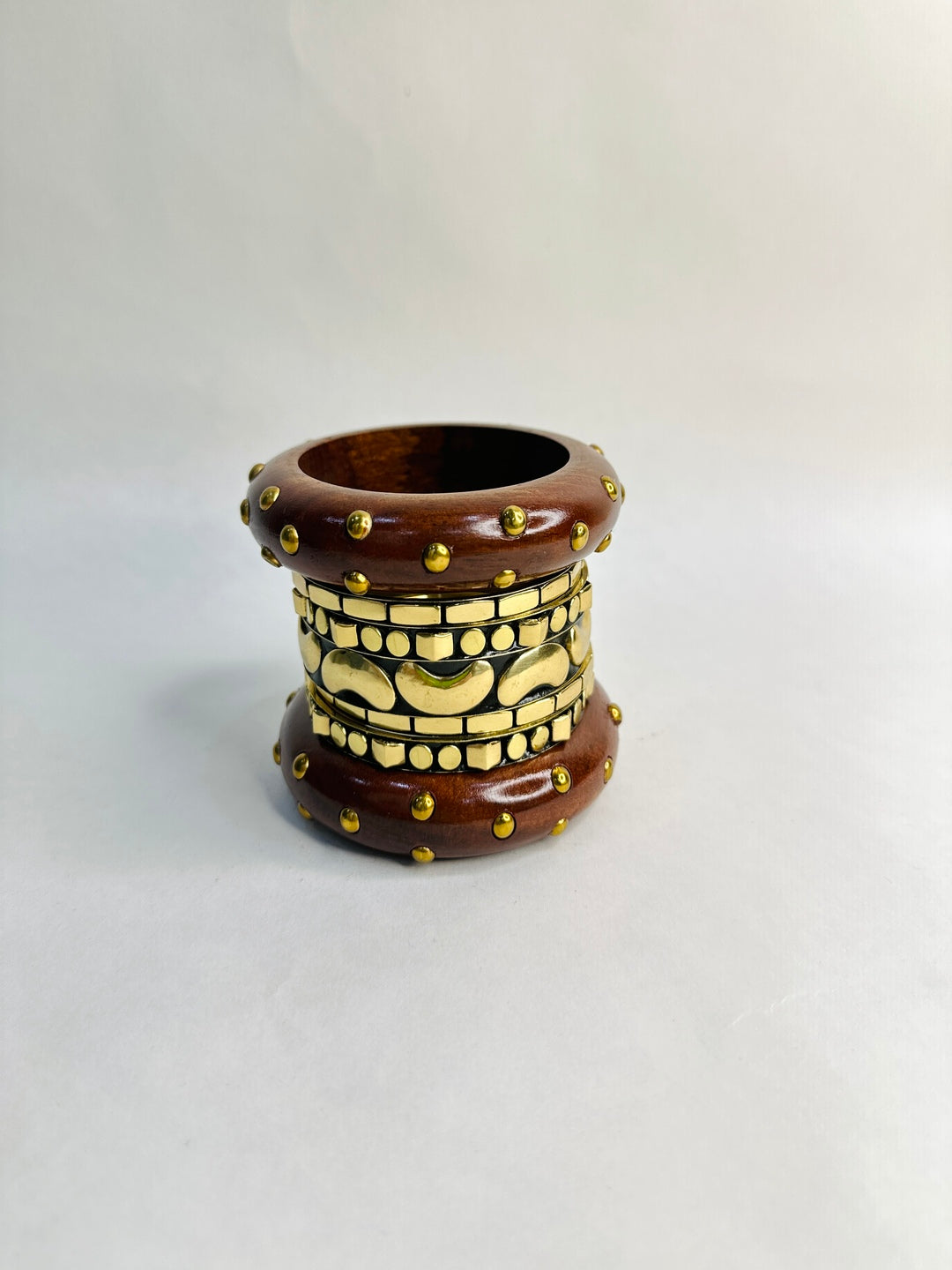Thumka Wooden & Brass Bangles-Set of 7