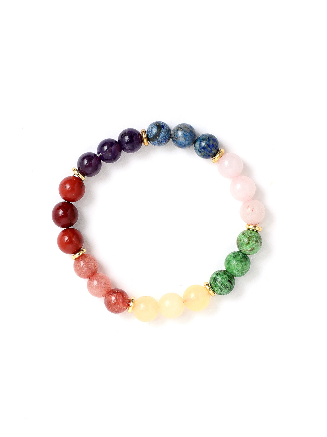 Combo Of Seven Chakra And Lawa Semi Precious Stone Bracelet