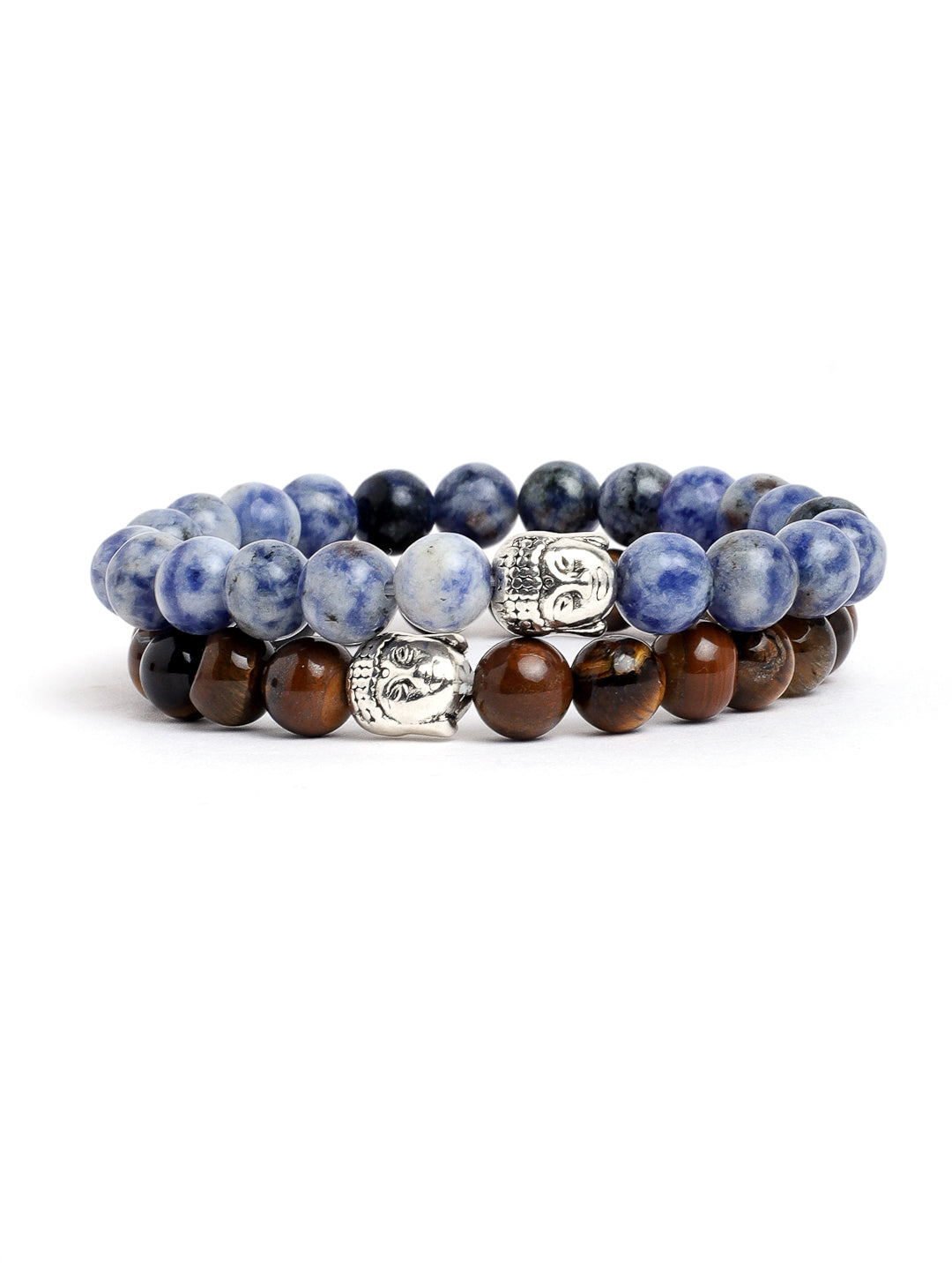 Combo Of Tiger Eye And Sodolite Semi Precious Stone Bracelet