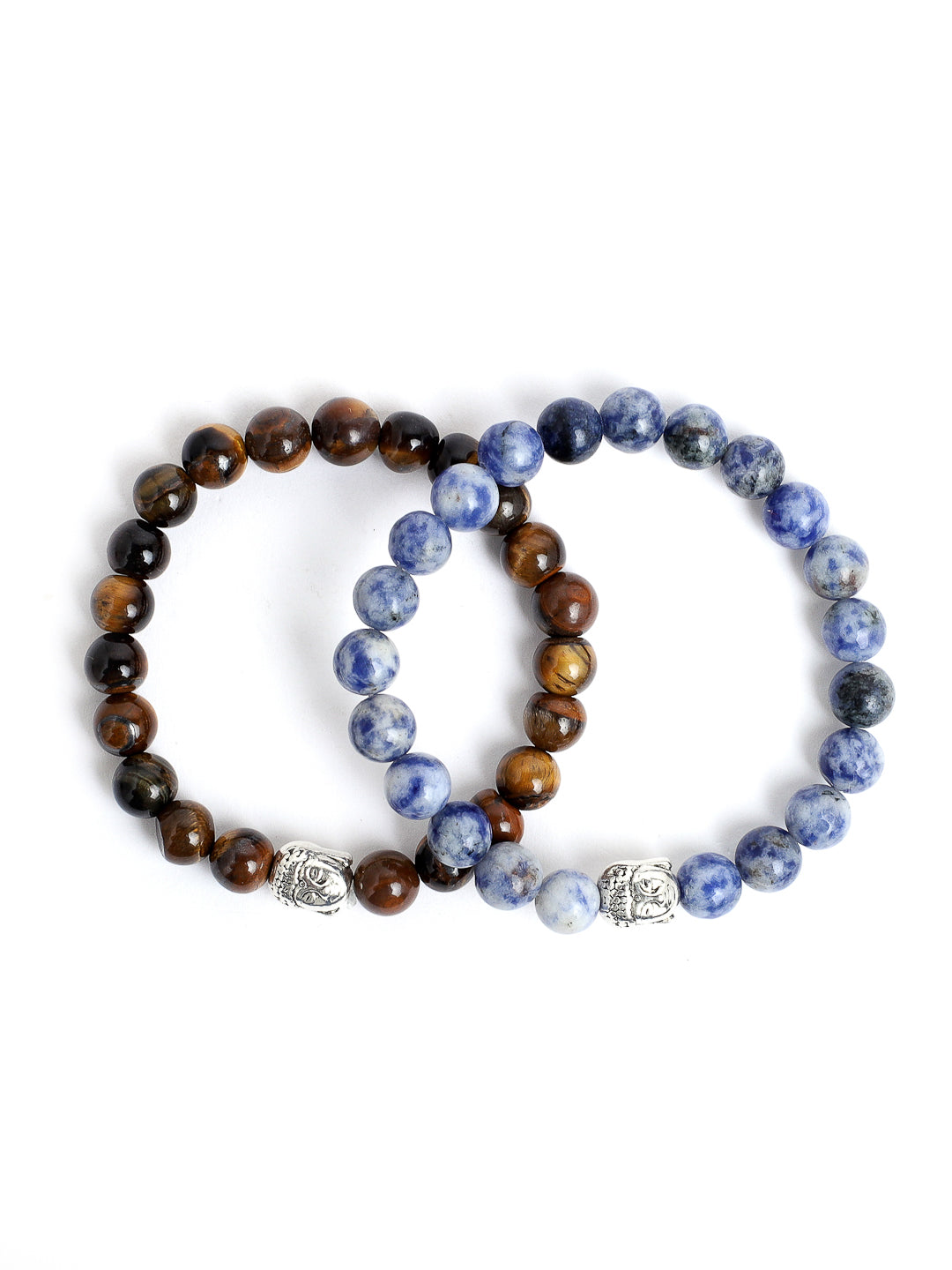 Combo Of Tiger Eye And Sodolite Semi Precious Stone Bracelet