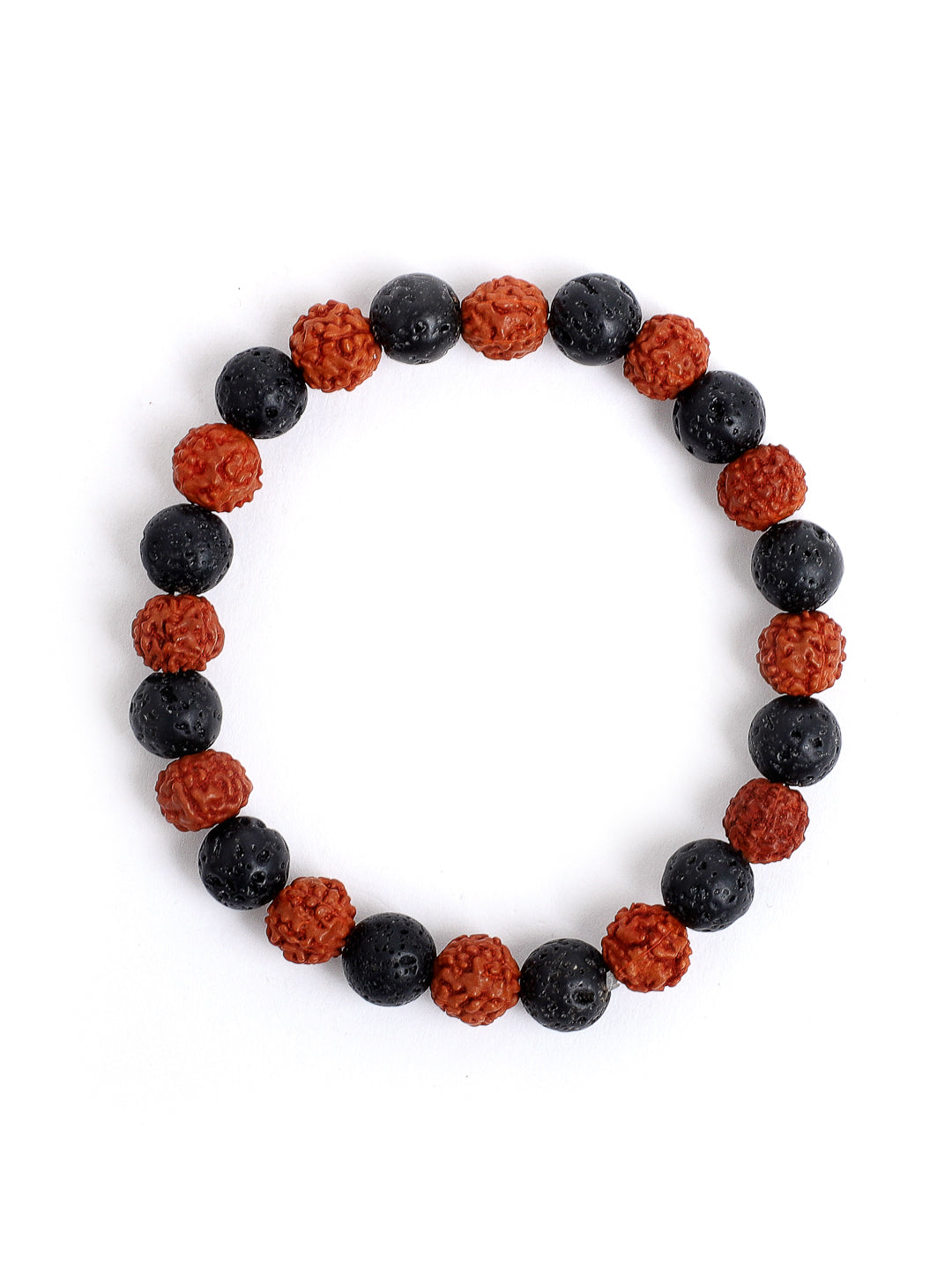 Combo Of Tiger Eye And Lawa Rudraksh Semi Precious Stone Bracelet