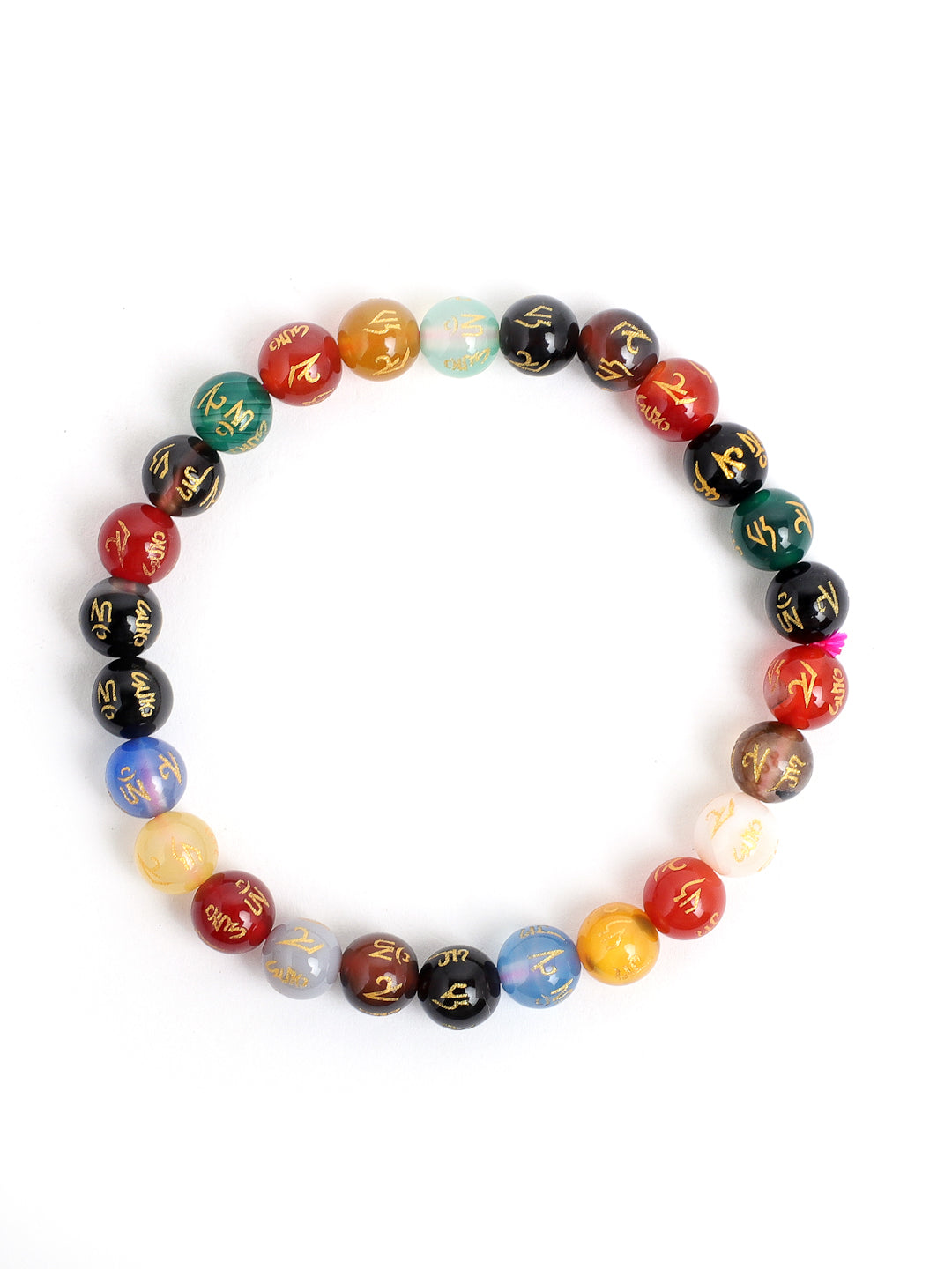 Combo Of Mos Agate ,Om Mani Multi And Amethyst Semi Precious Stone Bracelet