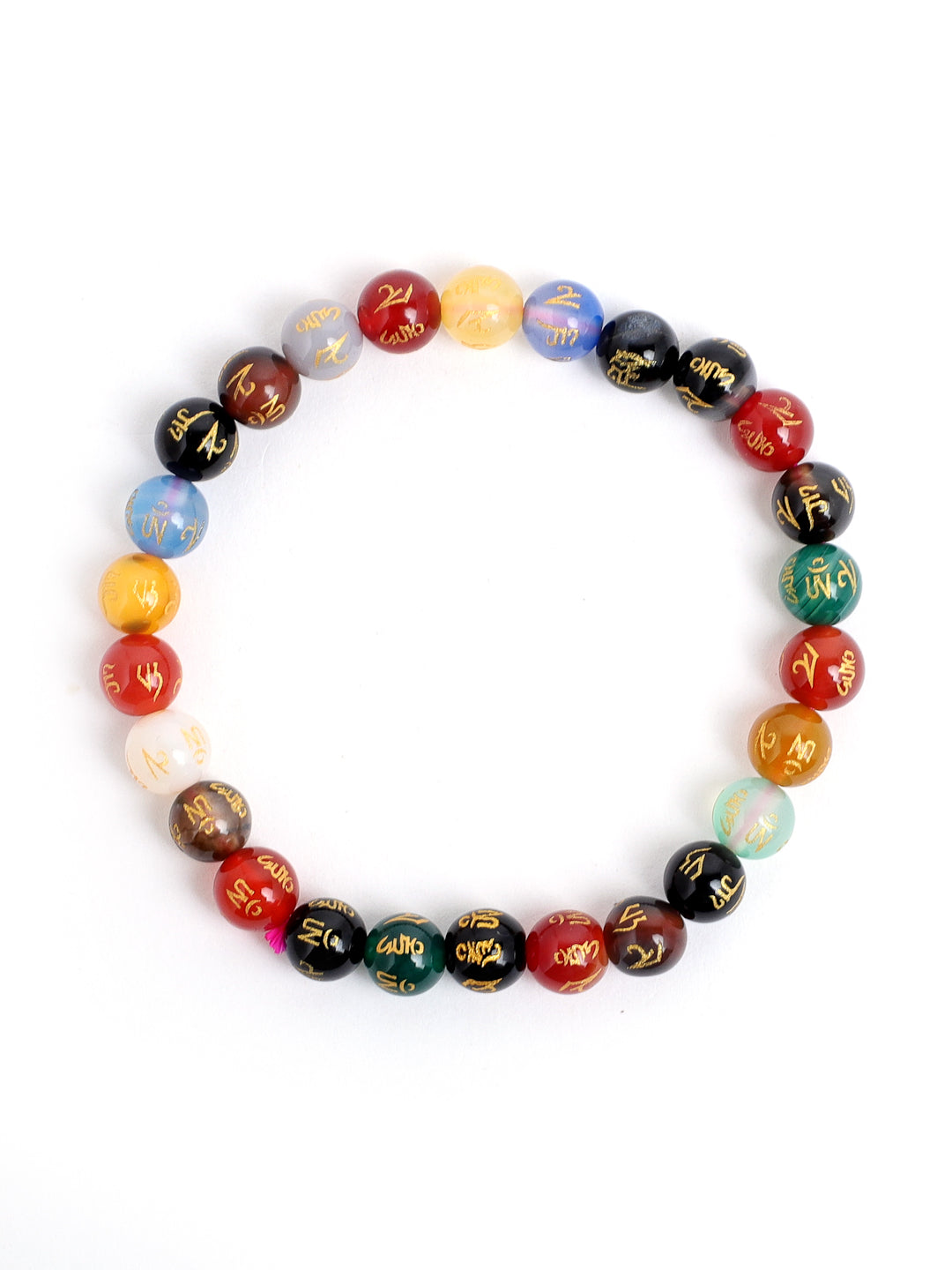 Combo Of Golden Pyrite And Om Mani Multi Semi Precious Stone Bracelet
