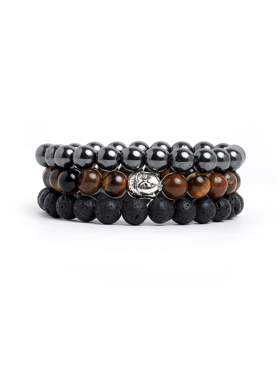 Lawa,Tiger Eye And Hemetite Semi Precious Beaded Bracelet