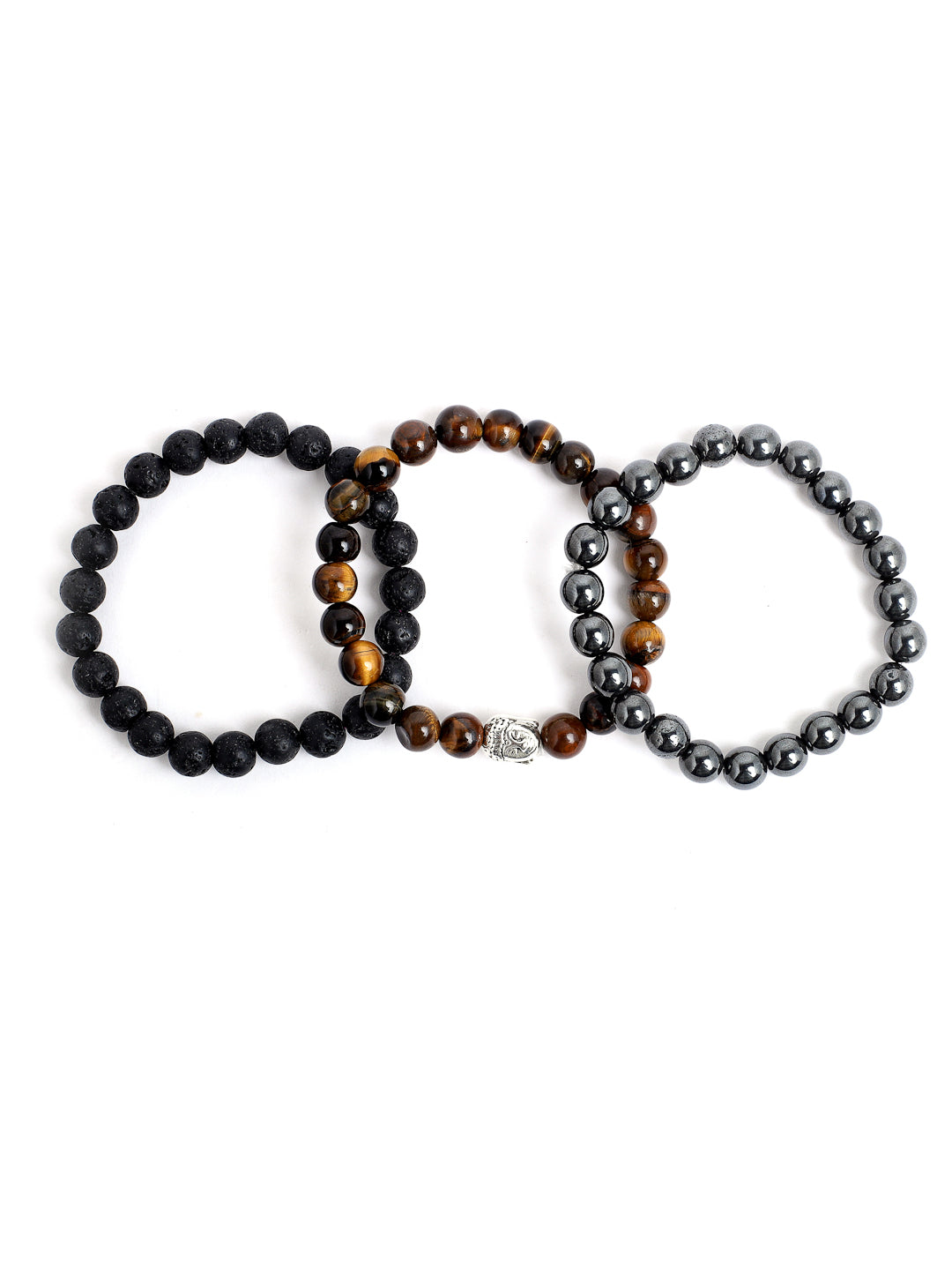 Lawa,Tiger Eye And Hemetite Semi Precious Beaded Bracelet