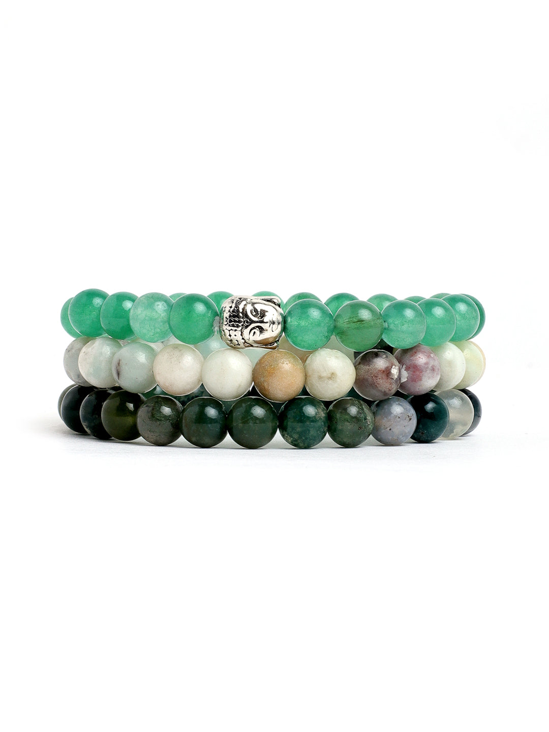 Combo Of Lawa ,Hemetite And Rhodochrosite Semi Precious Stone Bracelet