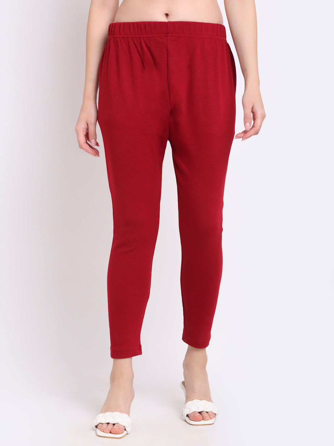 Maroon Woolen Ankle-Length Legging