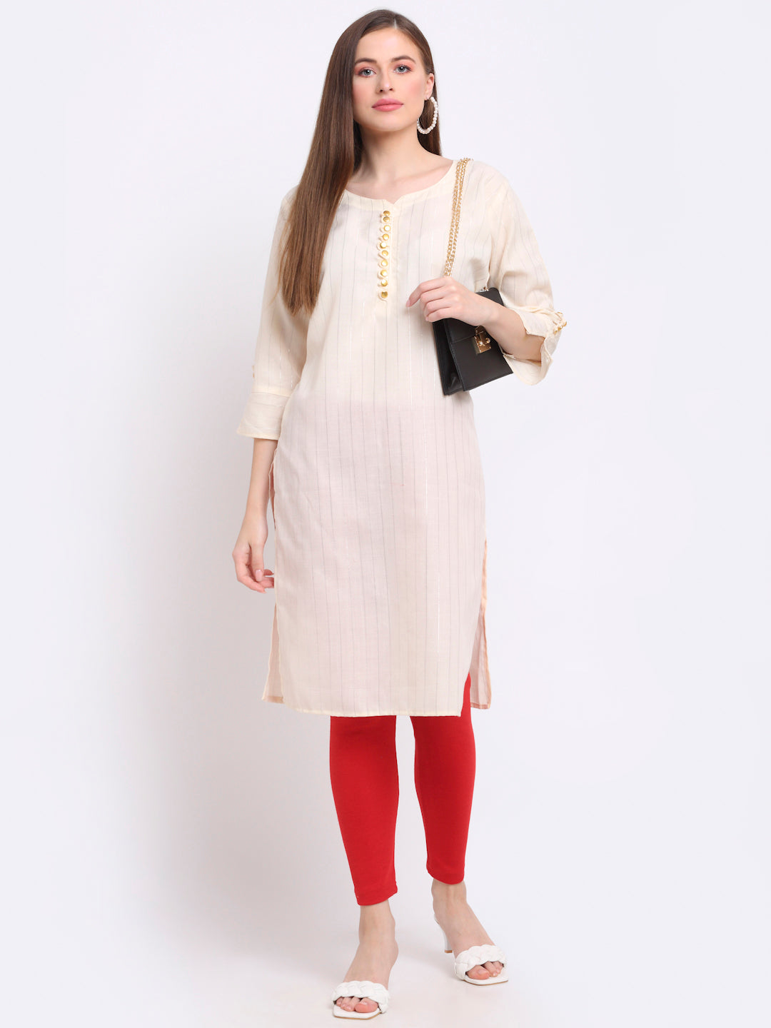 Red Woolen Ankle-Length Legging