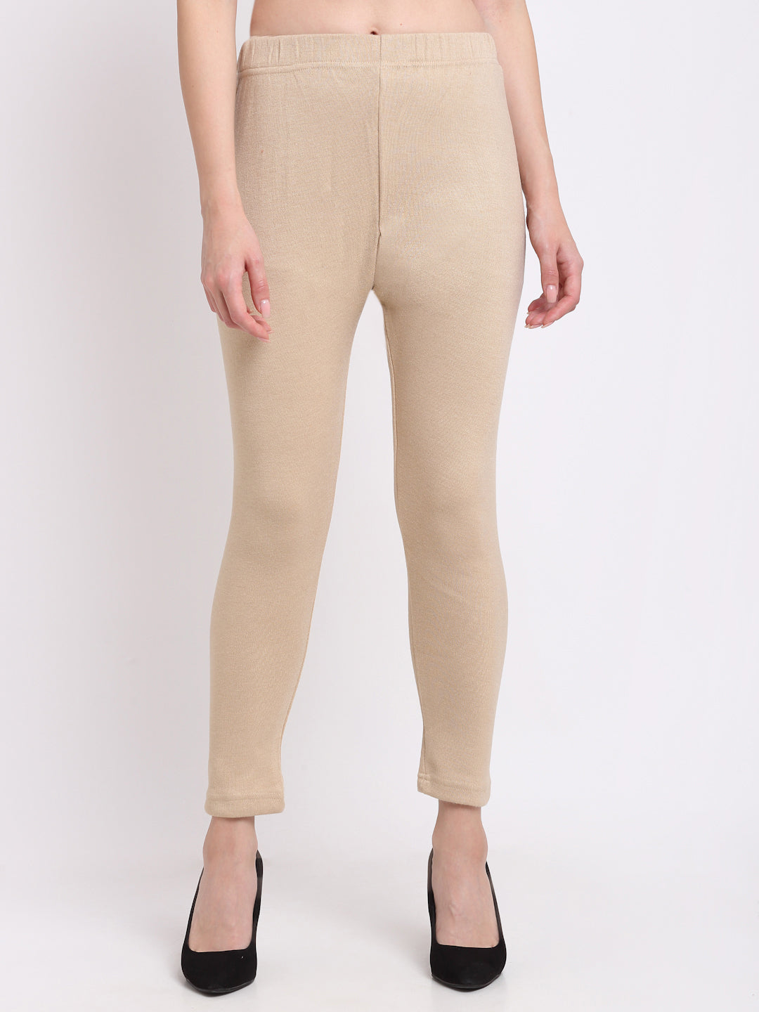 Light Beige Woolen Ankle-Length Legging