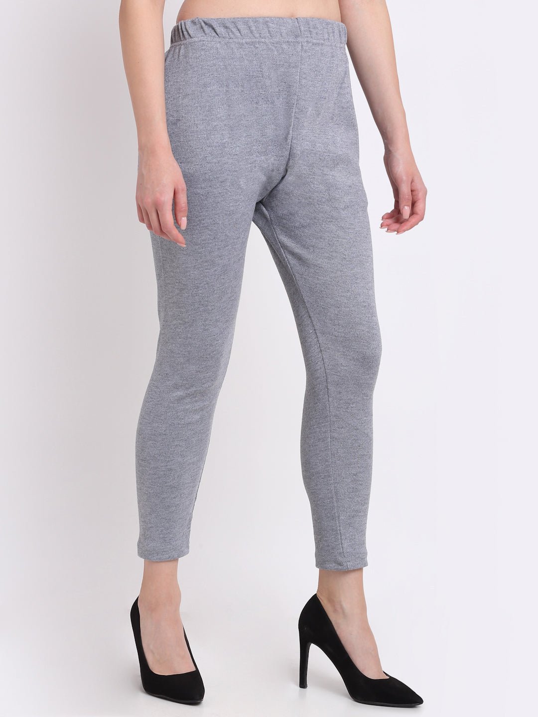 Light Grey Woolen Ankle-Length Legging