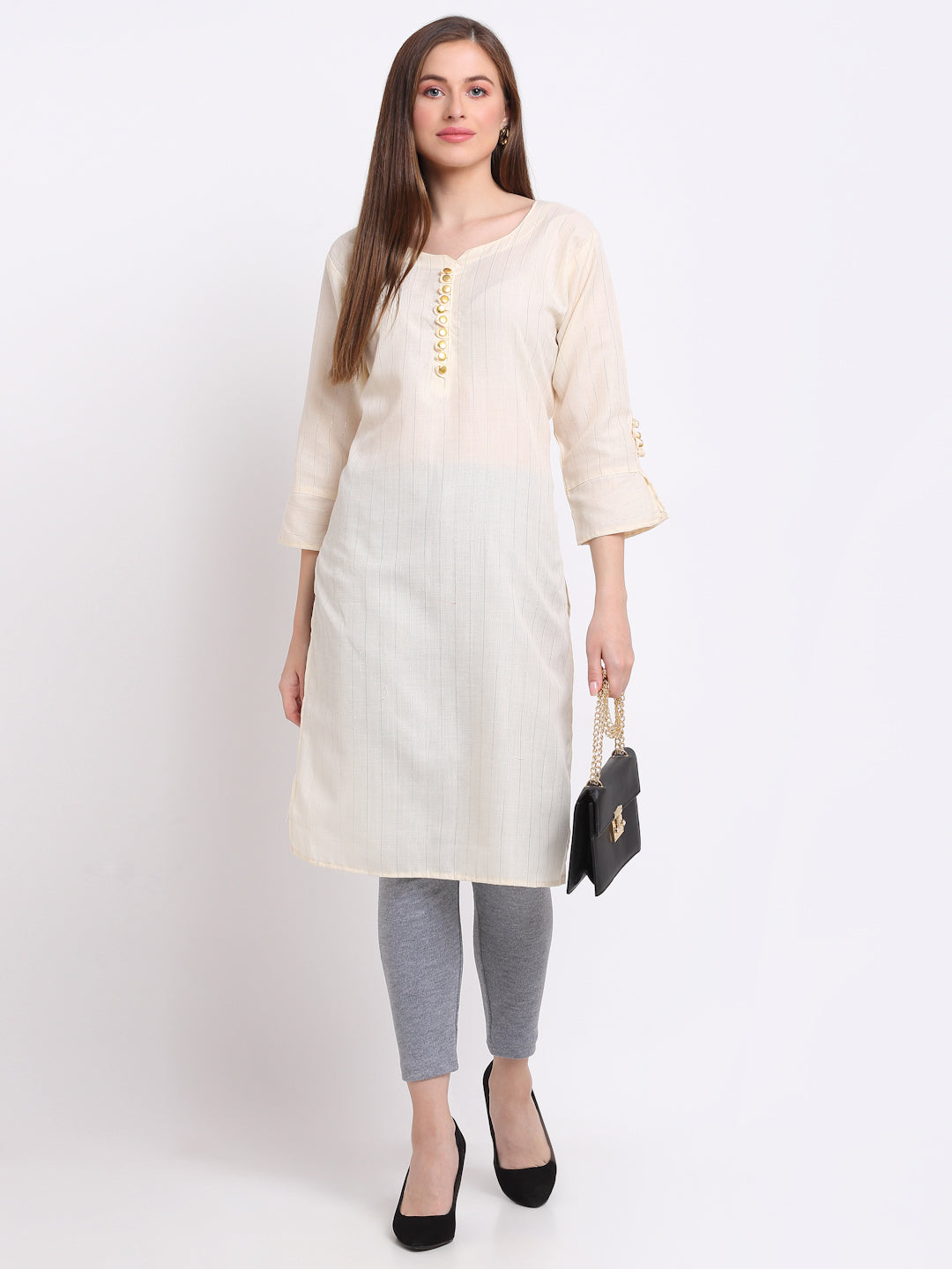 Light Grey Woolen Ankle-Length Legging