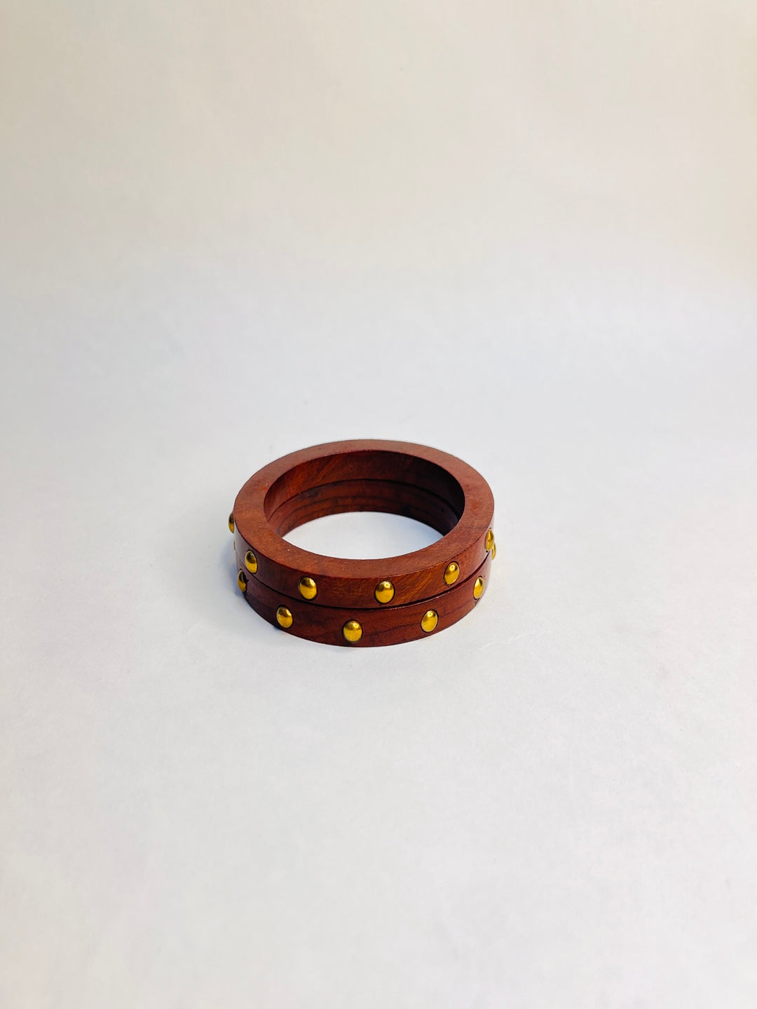 Choco Crunch Wooden & Brass Bangles-Set of 2