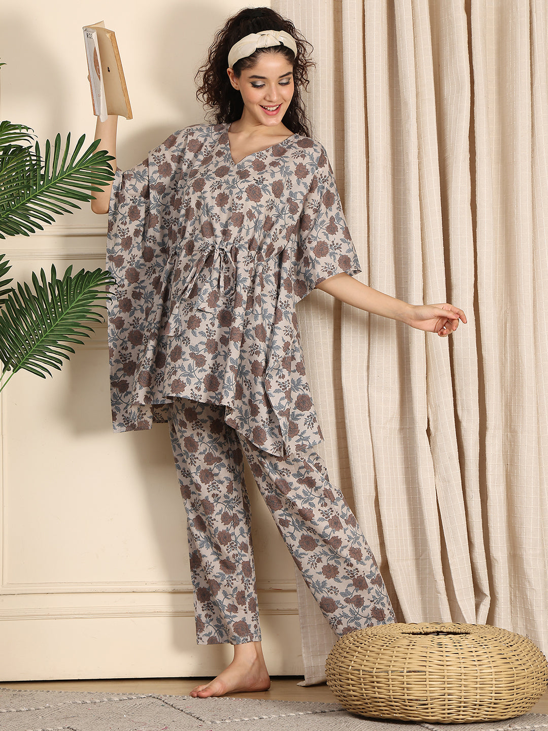 Light grey Jaal Cotton Kaftan