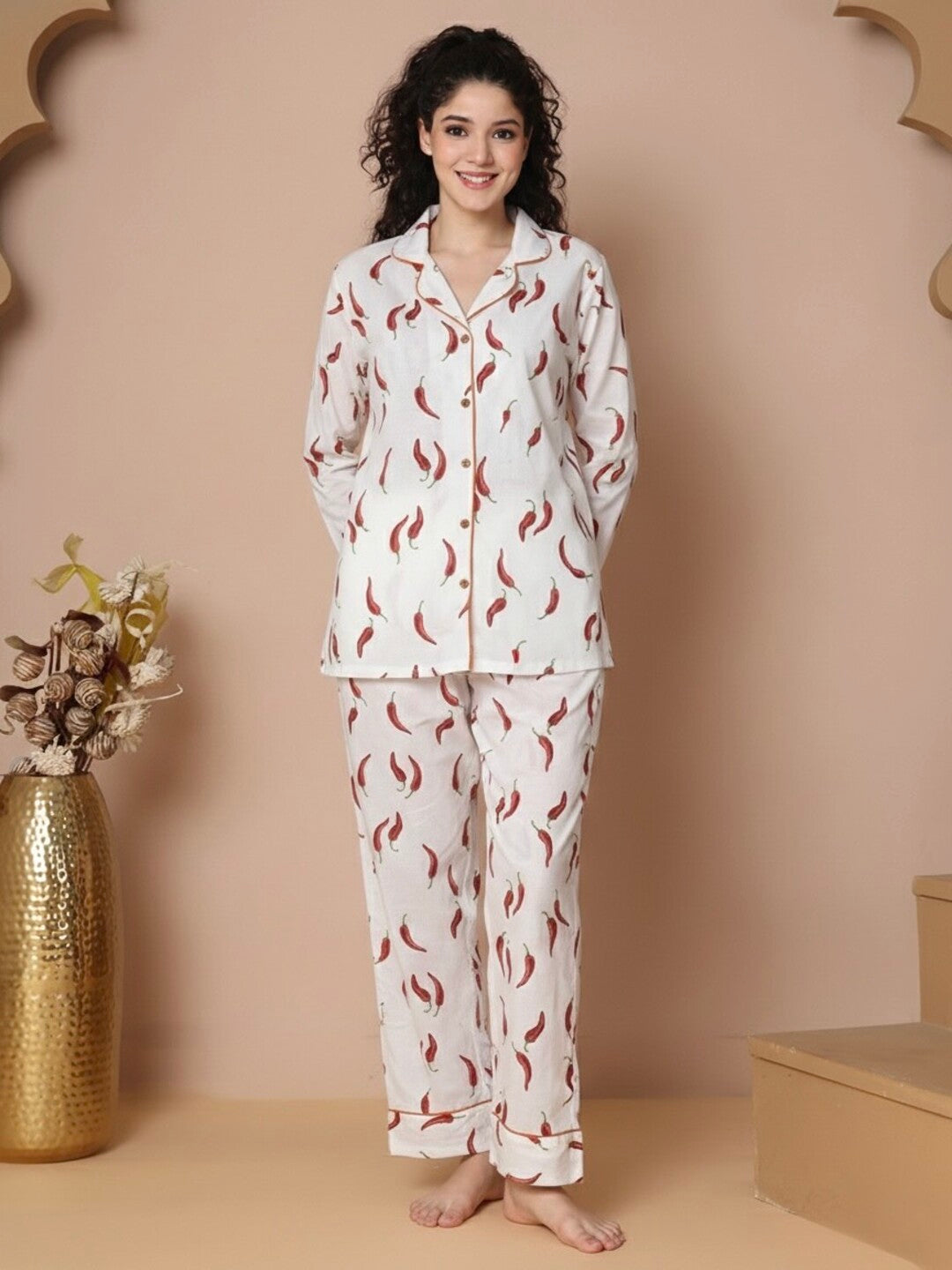 Mirchi Collar Night Suit