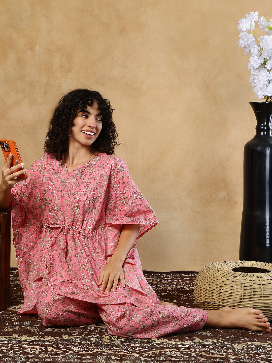 Gulabi Night Cotton Kaftan Set